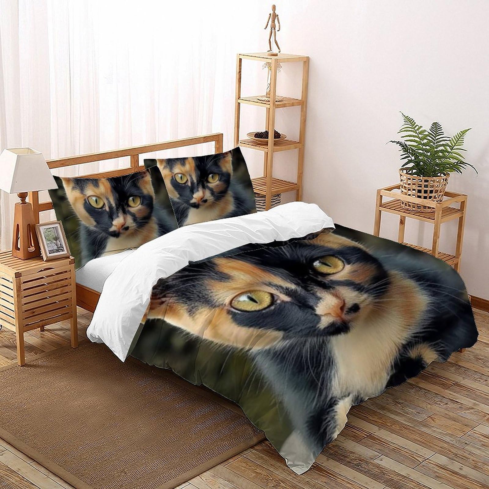 Housse de couette Super King animaux 3D avec 2 taies d'oreiller microfibre