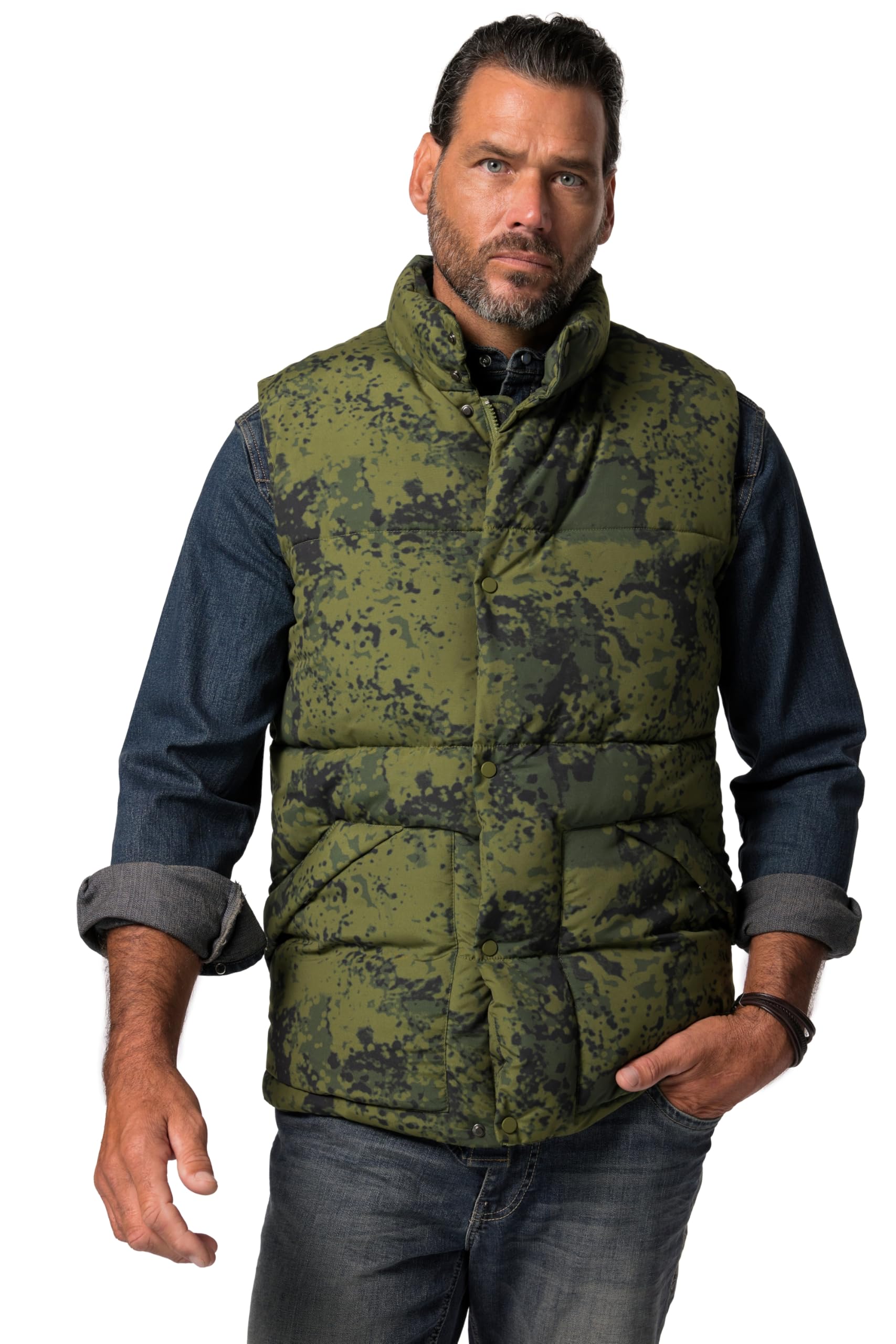 JP 1880 Herren große Größen Übergrößen Menswear L-8XL Steppweste, Outdoor, Camouflage 831610