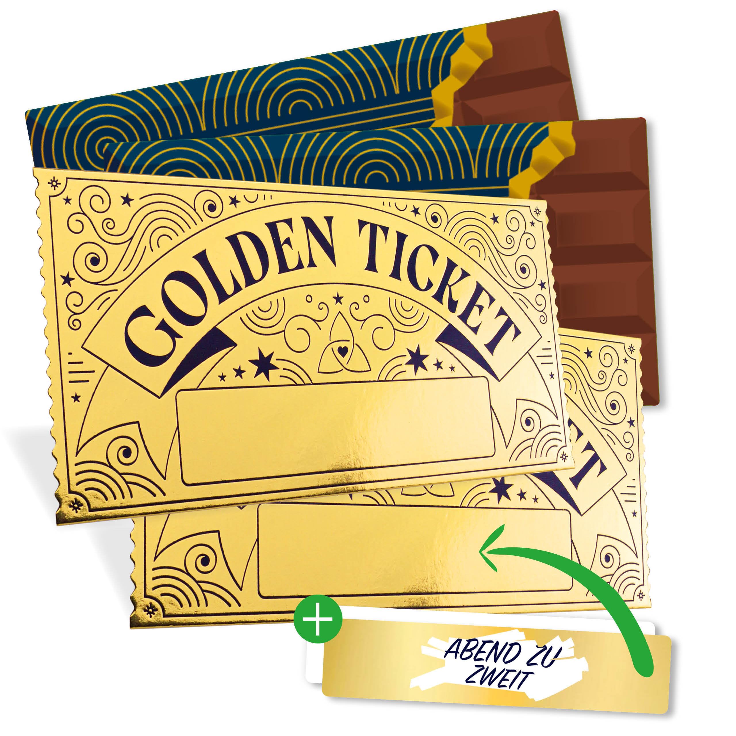 2 Goldene Rubbel-Gutscheine Zum Selbergestalten - Mit Umschlag & Aufklebern (20x9cm) Für Individuelle Geschenkideen