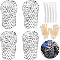 AccEncyc 4-Pack 3.5" Expandable Aluminum Gutter Downspout Guards - Leaf Debris Filters Prevent Clogs in Round, Oval, Square Downspouts