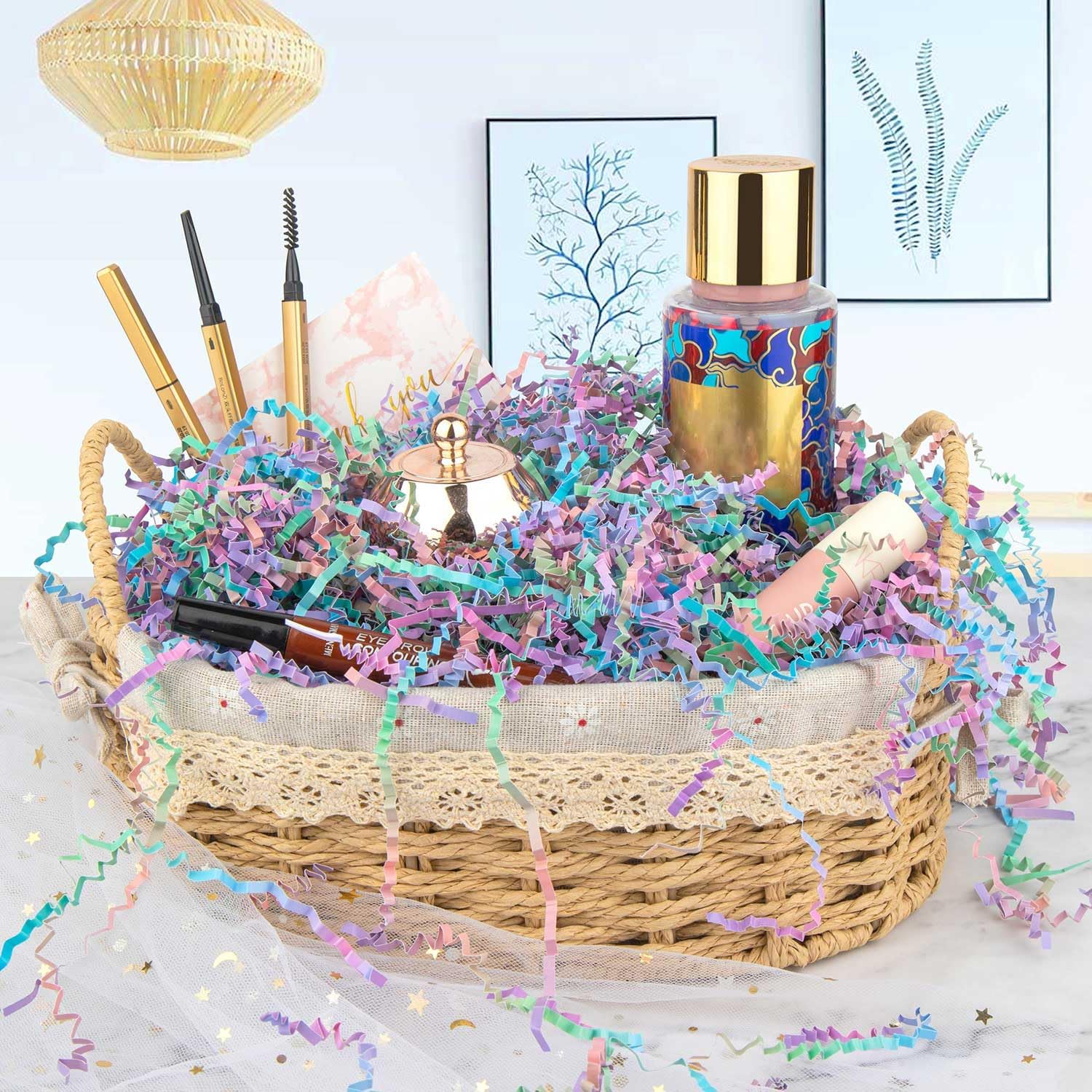 Caleihd 1/2 LB Crinkle Cut Paper Shredded Filler Paper for Gift Baskets Gift Box Confetti Shreds Decoration Stuffing for Birthday, Weddings, Anniversaries, Christmas Wrapping Multi-color - Image 5