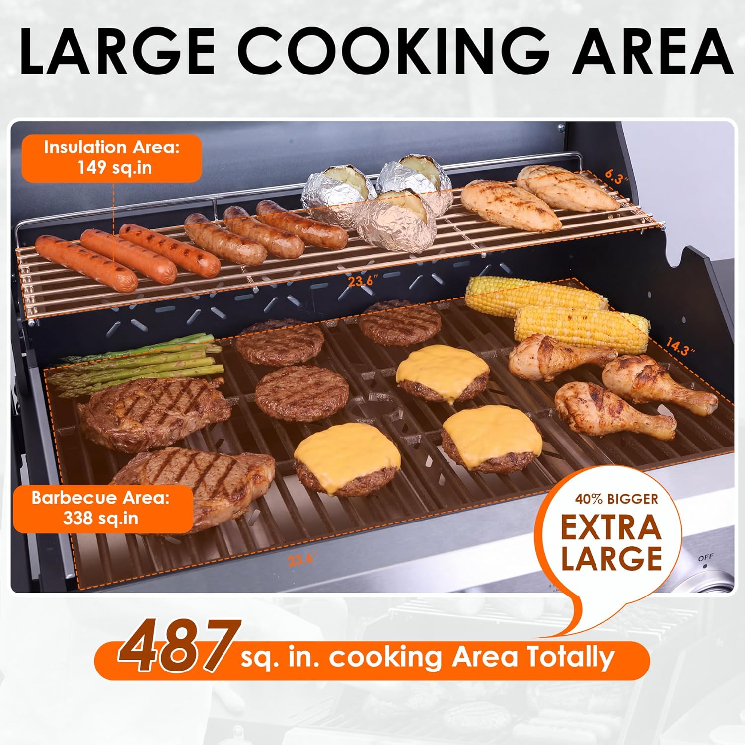 3-Burner Propane Gas Grill with 30000 BTU, Cast Iron Cooking Grates Warming Rack Side Tables Wheels & Tool Hooks, BBQ Grill for Outdoor Backyard Cooking and Patio Parties, Green