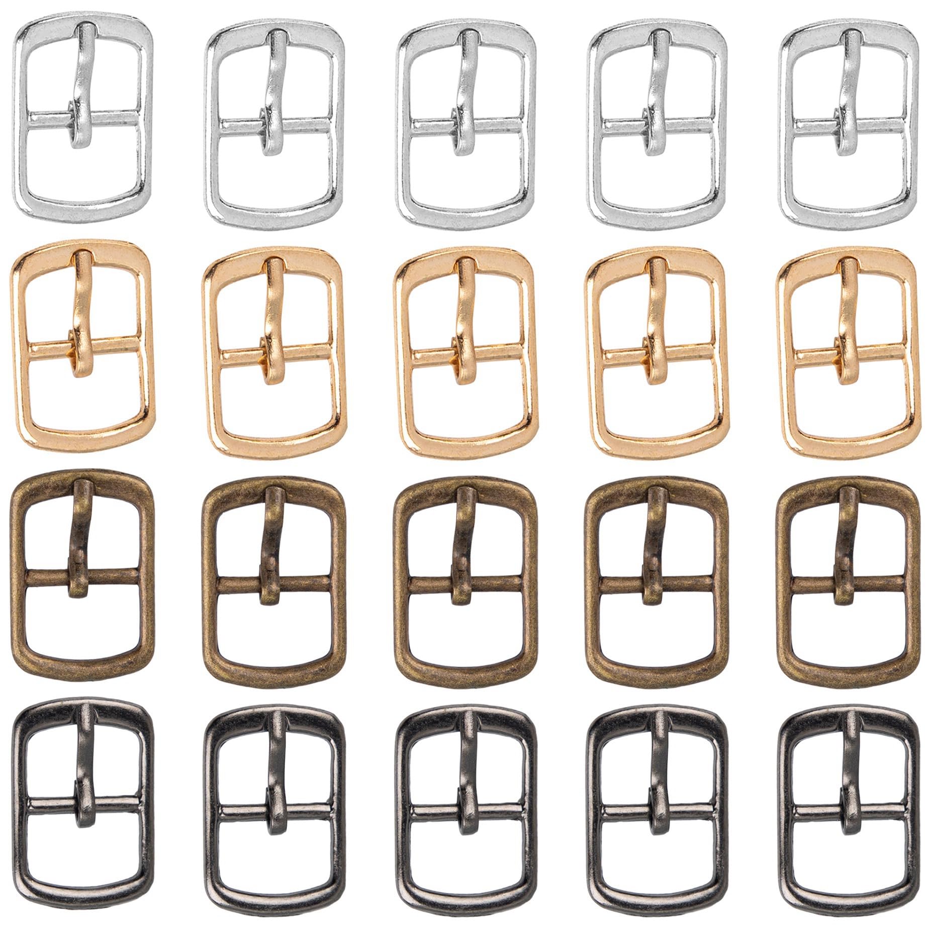 Framendino, Rectangular Metallic Single Prong Pin Shoes Buckles Metal Roller Buckles for Shoes Bags Leather Belt