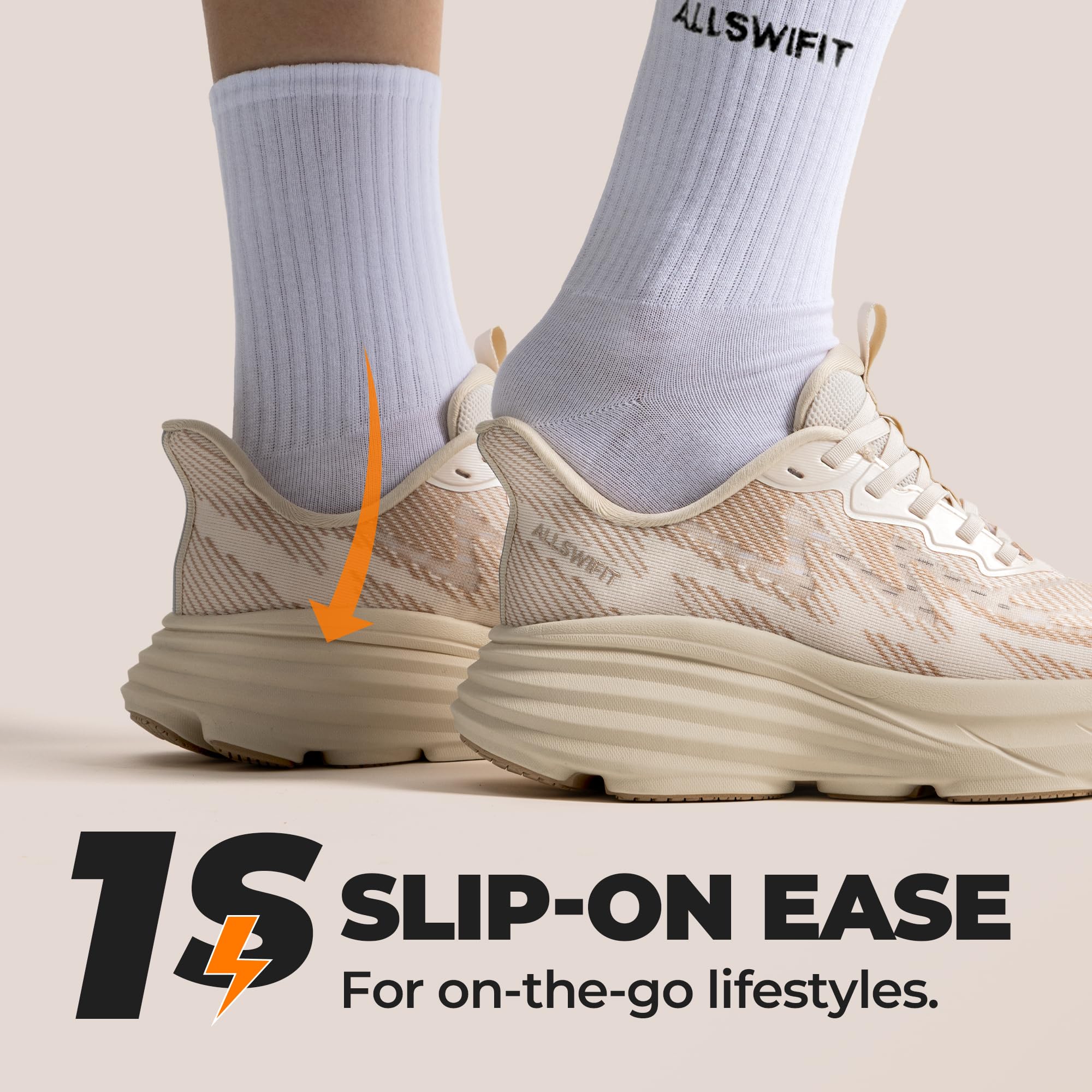 ALLSWIFIT Damskie wsuwane buty do chodzenia bez użycia rąk poduszka bieganie tenis Swift pluszowe antypoślizgowe wygodne trening siłownia sportowe modne trampki