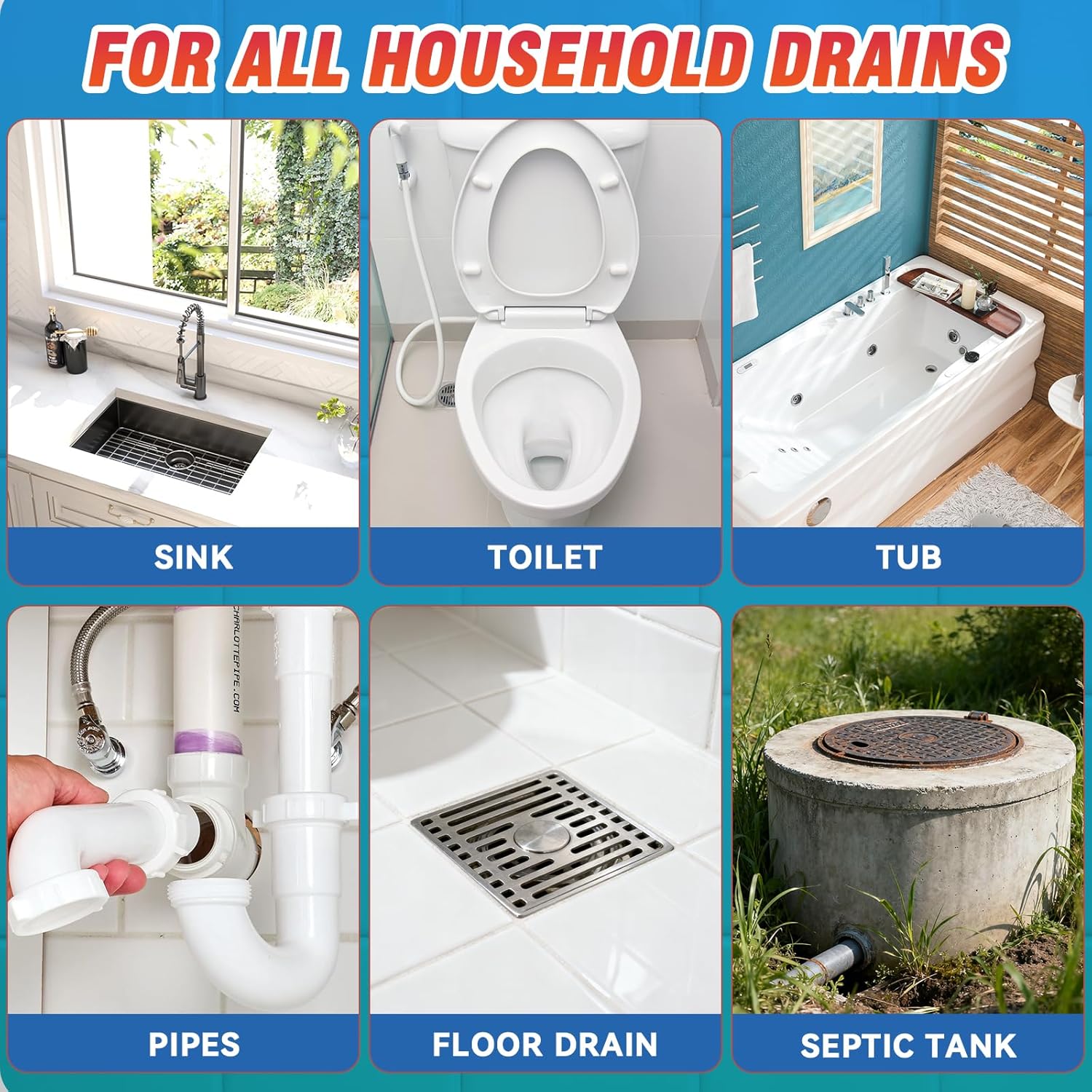 Drain Clog Remover, Hair Drains Clog Remover, Crystal Lye Drain Opener Unclog Bathroom and Kitchen Sinks, Drains, Shower Pipes, Removes Hair, Soap Scum, Blockages, 260g - Image 3