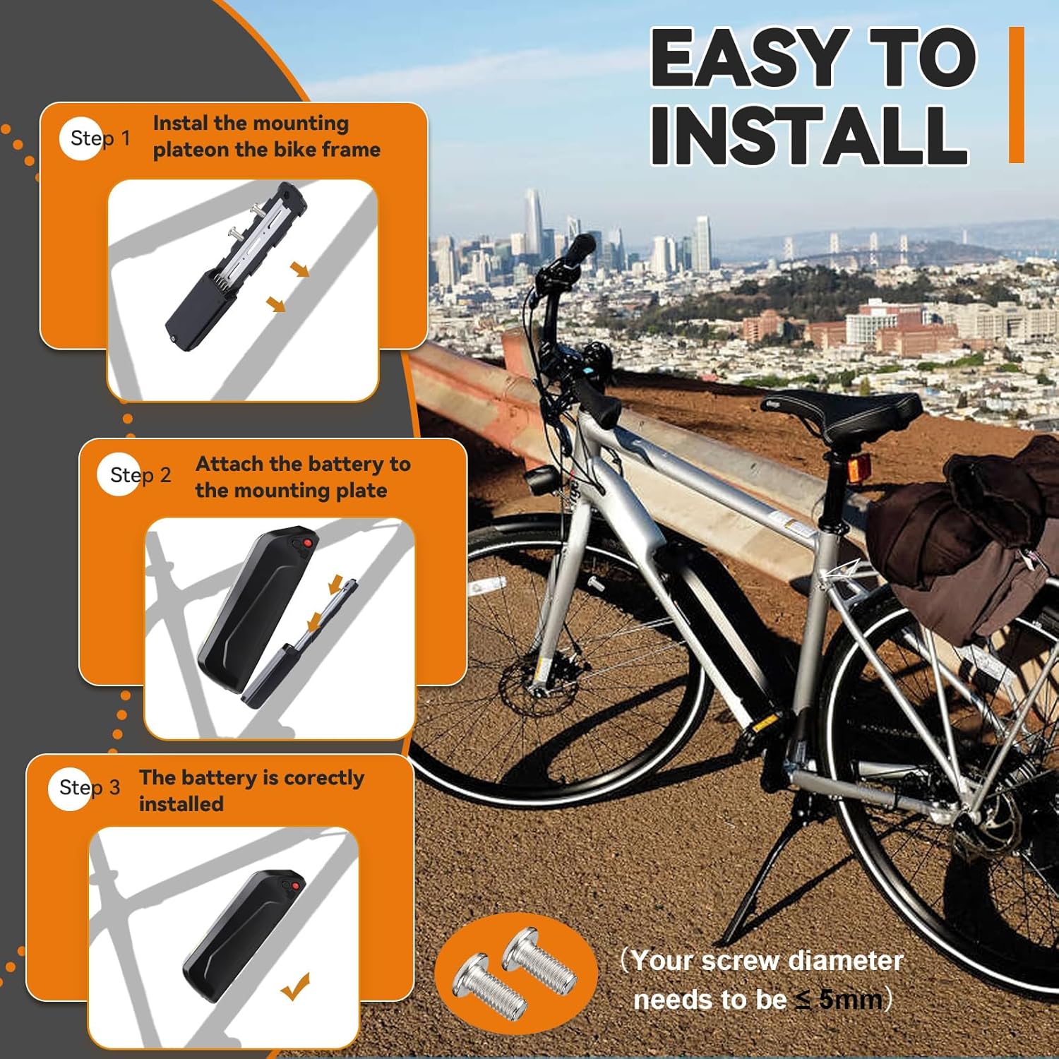 48V 10Ah 15Ah New Update Ebike Battery Pack with 30A BMS for 48V Controller 250W-1000W,NO USB Port