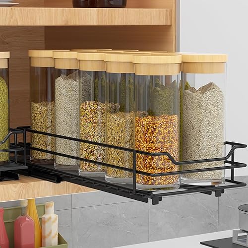 Organizador de especias extraíble para gabinete, organizador de especias deslizante resistente para armarios de cocina y despensa, se adapta a