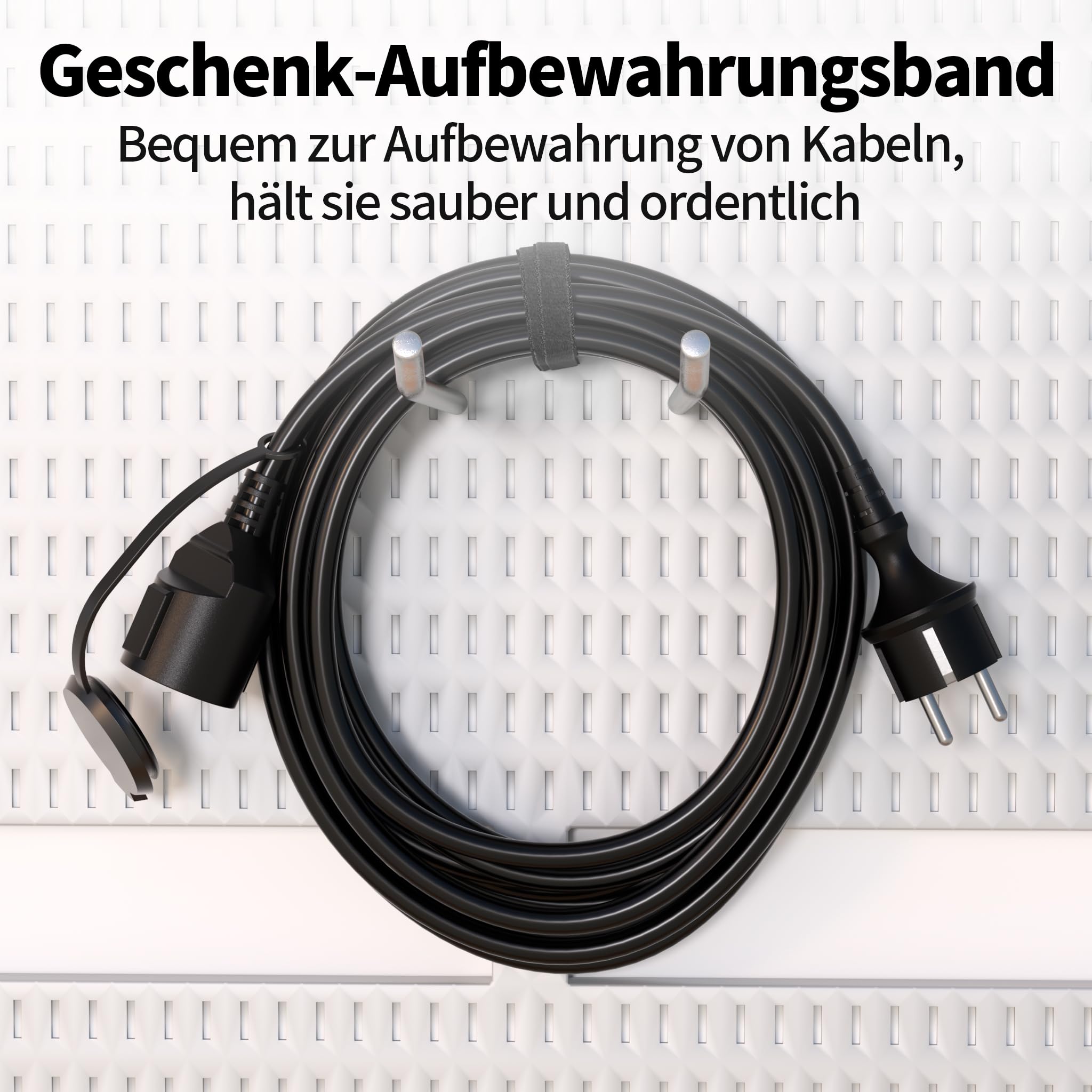 POWGRN Cable alargador para exteriores de 25 m, color negro, cable de goma pesado H05RR-F 3G1,5, cable de alimentación flexible con cinta de almacenamiento, adecuado para exteriores