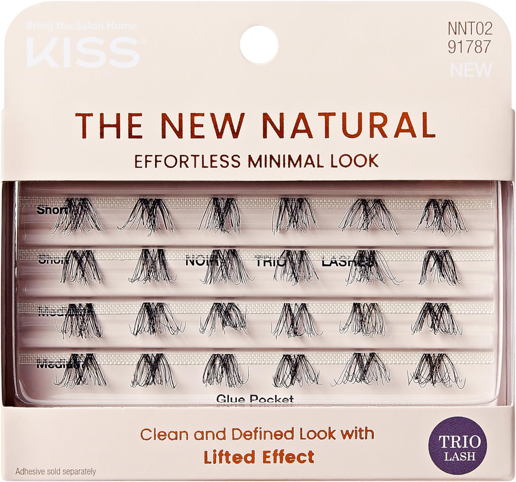 KISS The New Natural, False Eyelashes, Noir', 12mm14mm16mm, Includes 24 Wisps