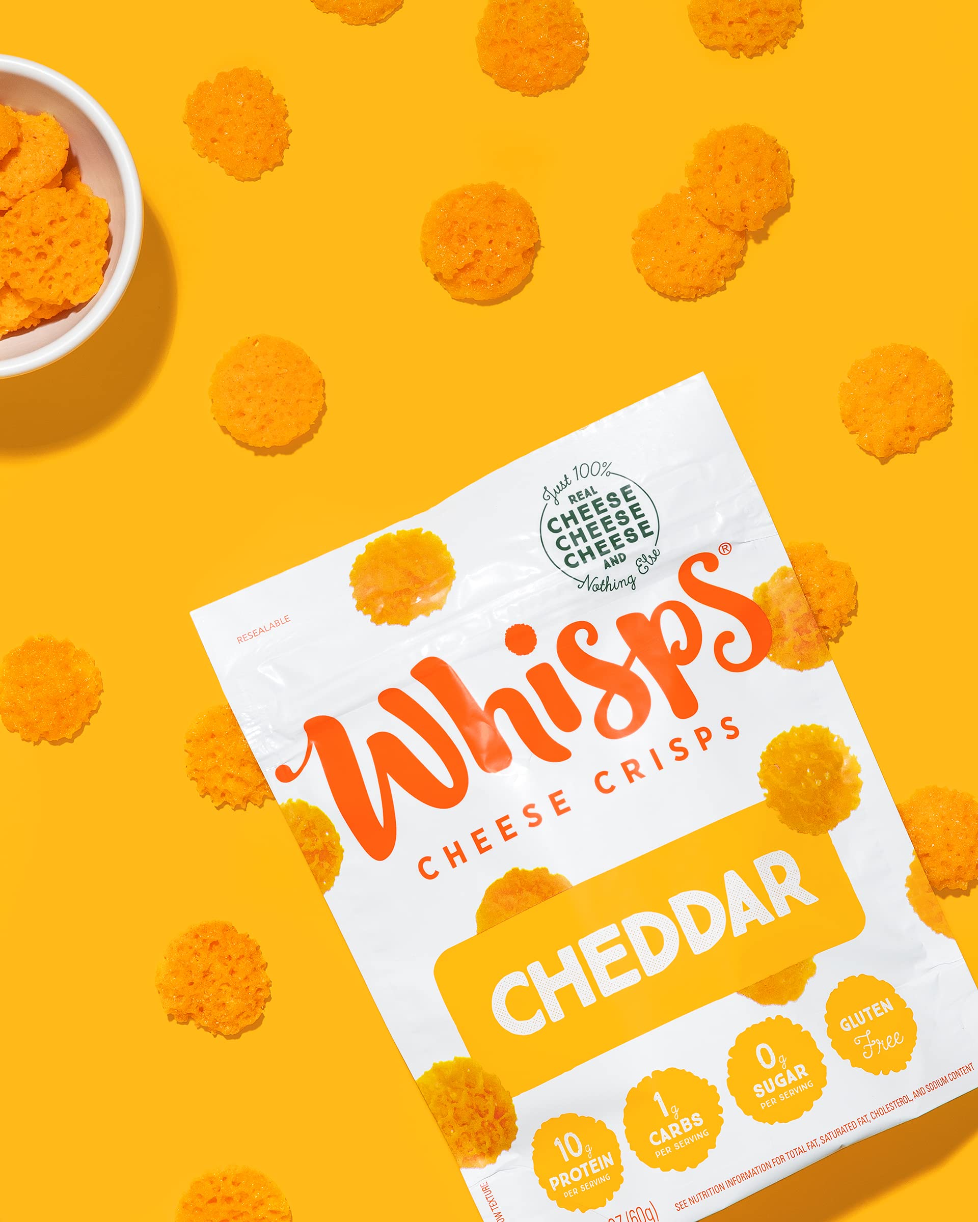 Whisps Cheese Crisps Cheddar Cheese Snacks, Keto Snacks, 22g of