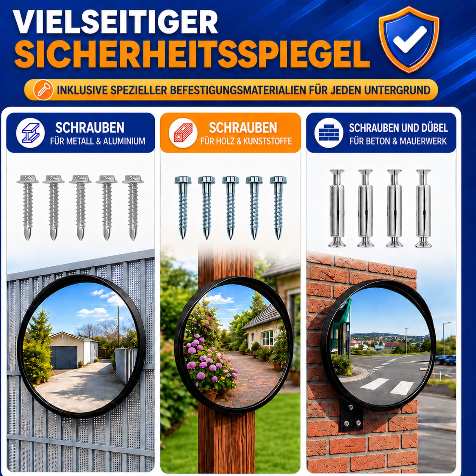 ovsor Verkehrsspiegel 𝟑𝟎 𝐜𝐦 Konvexspiegel mit ABS-Regenschutz – Professioneller Sicherheitsspiegel für Innen & Außen, Garage, Einfahrt, Lager – 130° Sichtfeld, 160° verstellbar, Acryl, wetterfest