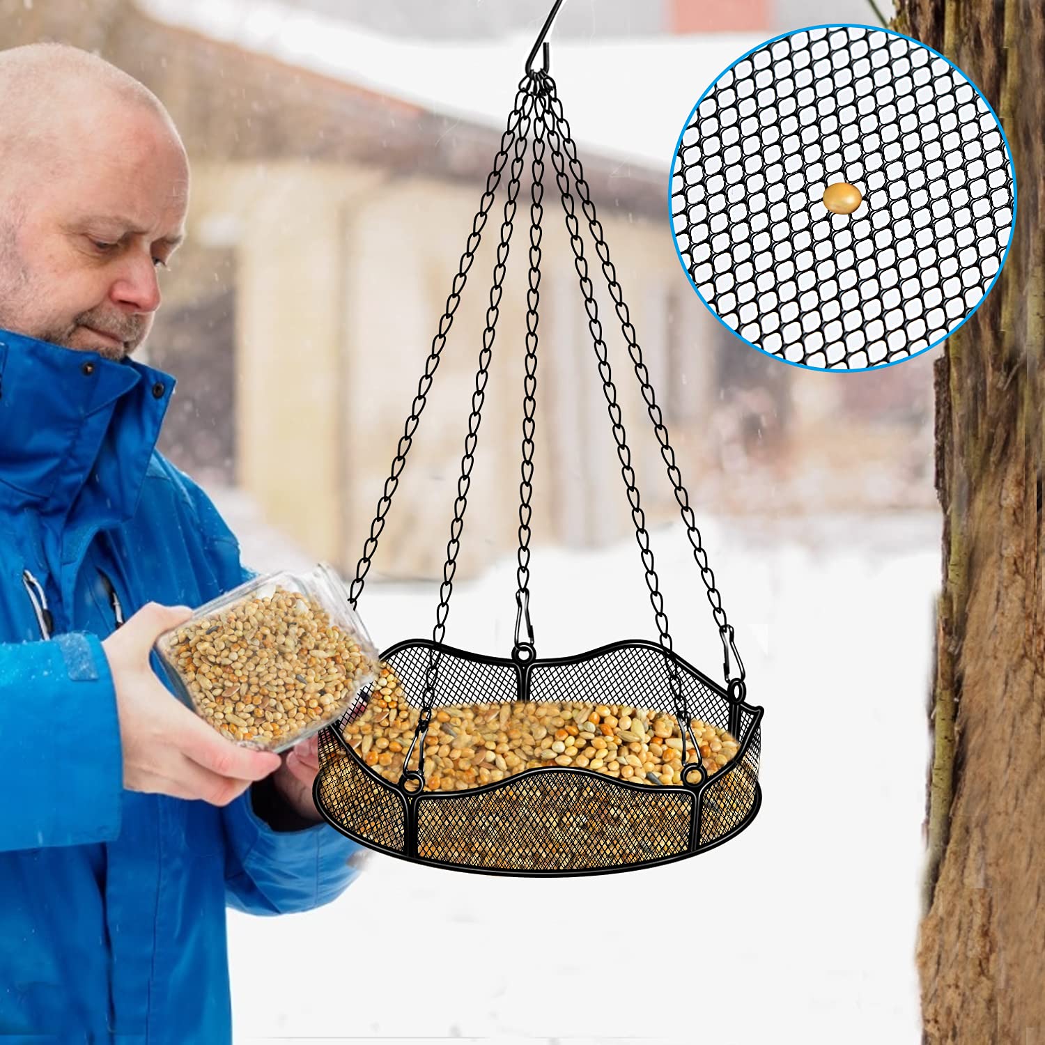 Mangiatoia per Uccelli Selvatici Stazione di alimentazione da appendere per l'alimentazione durante tutto l'anno di uccelli selvatici (Flower Mangiatoia per Uccelli Selvatici Stazione di alimentazione da appendere per l'alimentazione durante tutto l'anno di uccelli selvatici (Flower