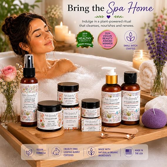 Skincare Set for Women Hydrating Clean Beauty Face Care Kit with Cleanser, Moisturizer & Eye Cream Plant-Based Anti-Aging Gift Set