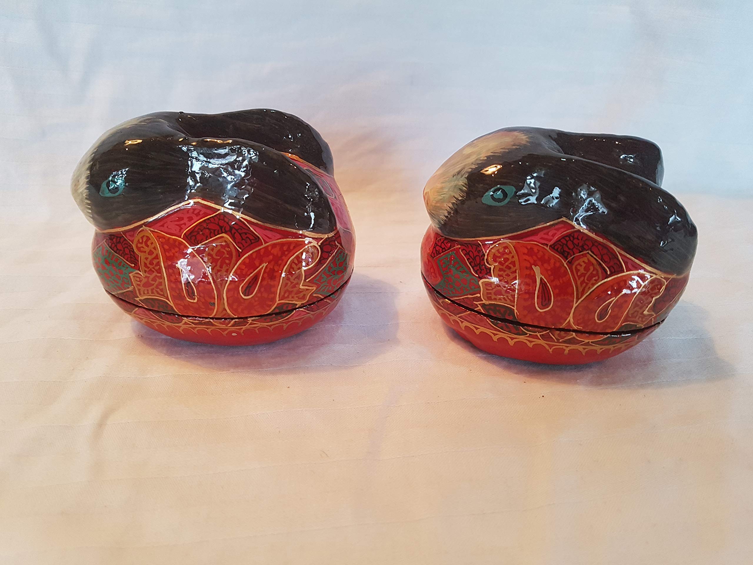 Kashmiri Paper Mache Box, Rabbit Box, Easter Decorative,Decorative Gift Box by Baba Art And Crafts (Set of 2) - Image 3 thumbnail