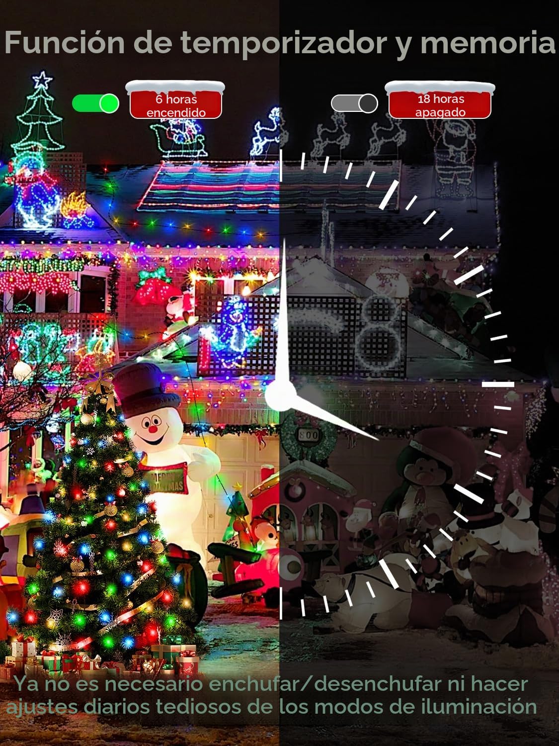 CGN Luces Navidad Exterior 105M 1000 LED Guirnalda Luces Exterior con Control Remoto y Temporizador, 8 Modos IP65 Luz Arbol Navidad para Exteriores y Interior para Fiesta Jardín Balcón Boda