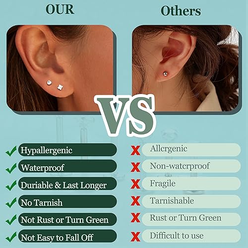 Miniatura 5 de FIBO STEEL 316L 2-6pcs Stainless Steel 16G 3mm CZ Inlaid Lip Rings Labret Monroe Nose Studs Helix Earring Piercing 6mm 8mm 10mm Bar Length Available