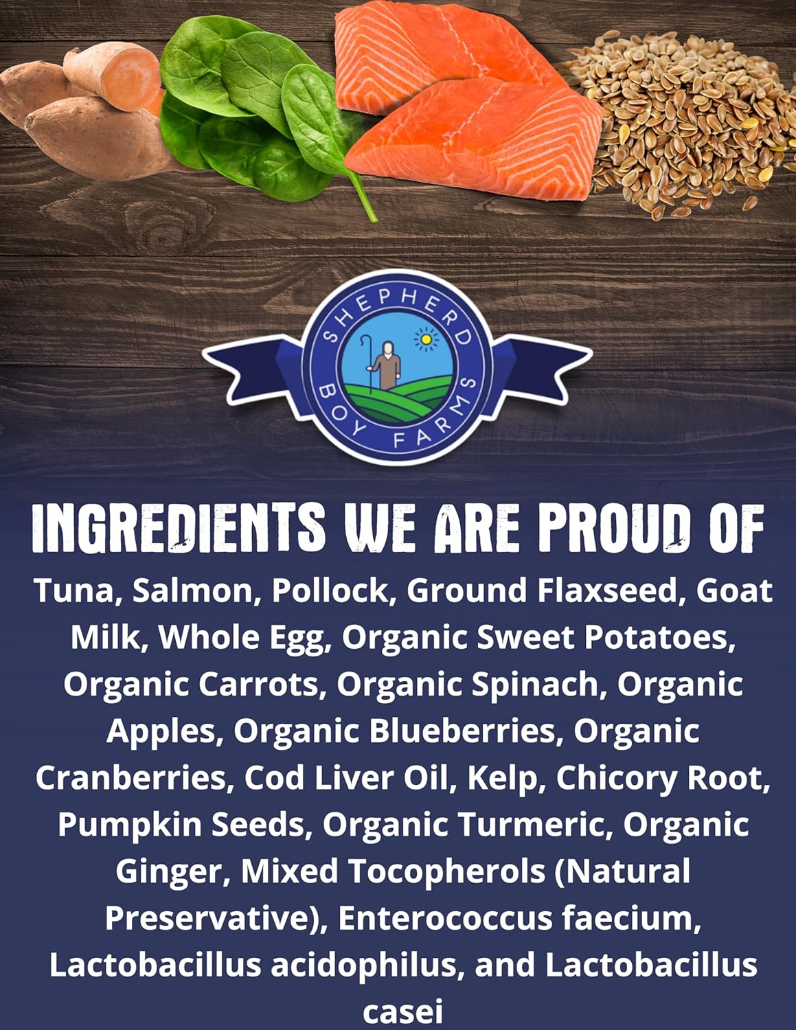 Shepherd Boy Farms Freeze Dried Raw Dog Food, Fish Medley Recipe, All Natural, No Synthetics, Made in USA with Goat's Milk & Organic Produce, High Protein, Complete Meal (48oz)
