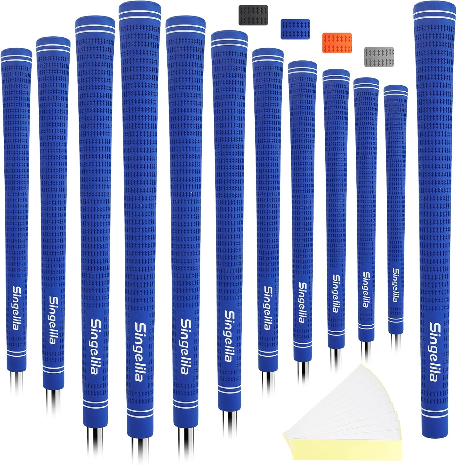 Singelila Hybrid Cross Cord Golf Grips 13pc with 15pc Tape All Rubber for Maximum Traction & Shock Absorption