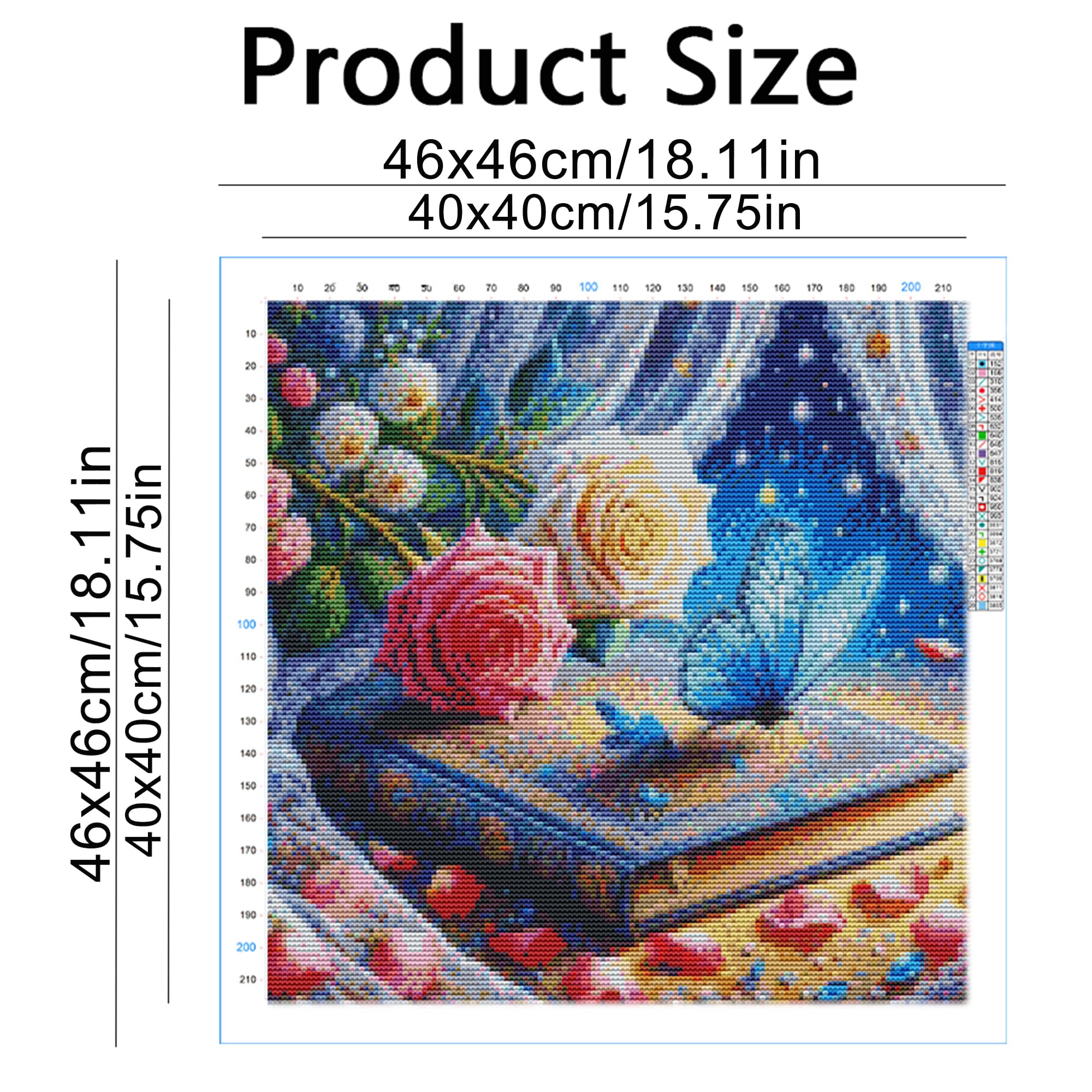 Huacan Cross Stitch Kits Stamped Flowers Full Range 11CT DIY Landscape Embroidery Kit for Adults Beginners 16 x 16 in