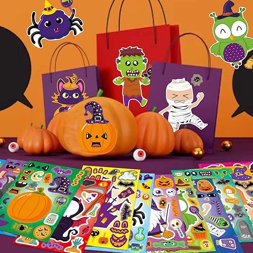 Miniatura 7 de 24 calcomanías de Halloween para niños pequeños, haz tus propios personajes, mezcla y combina calcomanías de feliz Halloween, suministros de