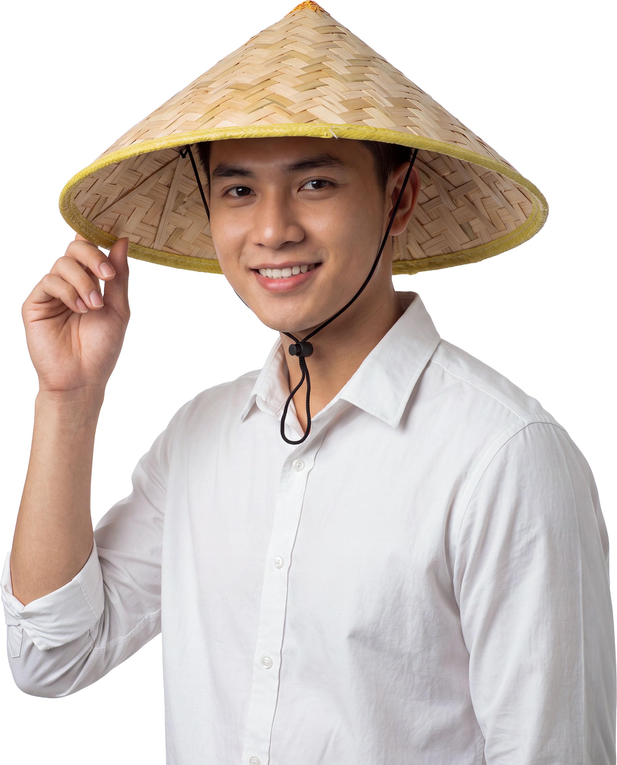 FIESTAS GUIRCA | Vietnamese Natural Straw Hat (Adult) - Unisex Accessory for Asian Themed Fancy Dress - Ideal for Parties, Carnival and Cultural Events - Natural