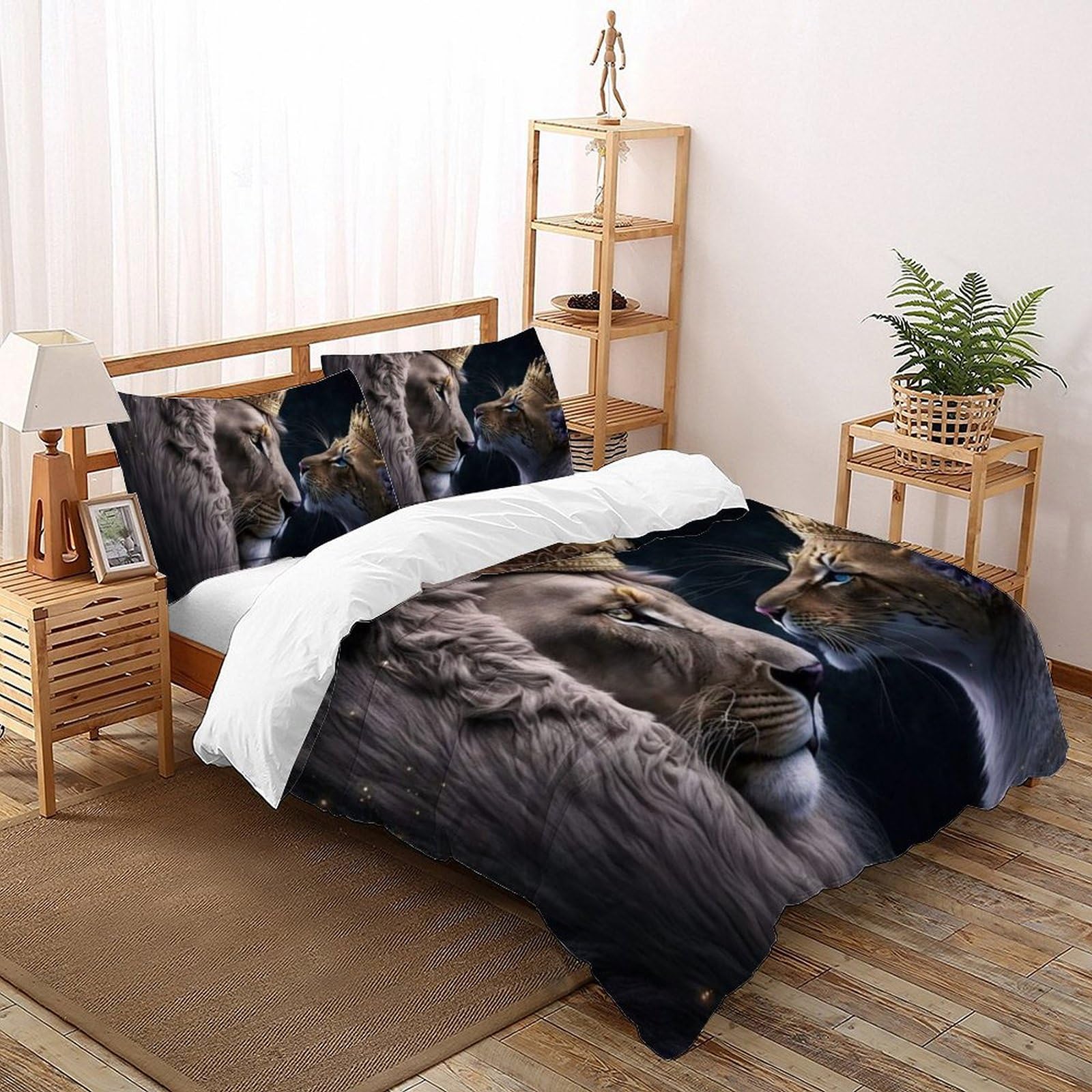 Housse de couette lion imprimé animal sauvage pour transformer vos nuits en voyage
