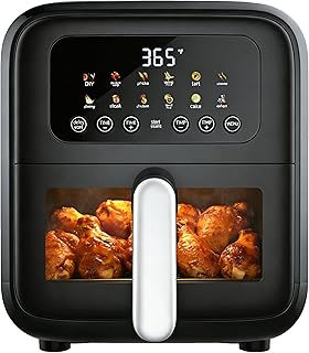 HealSmart - 8 in 1 Digital Air Fryer with Visible Window, Precise Temperature Control and Dishwasher Safe, Black Price In India