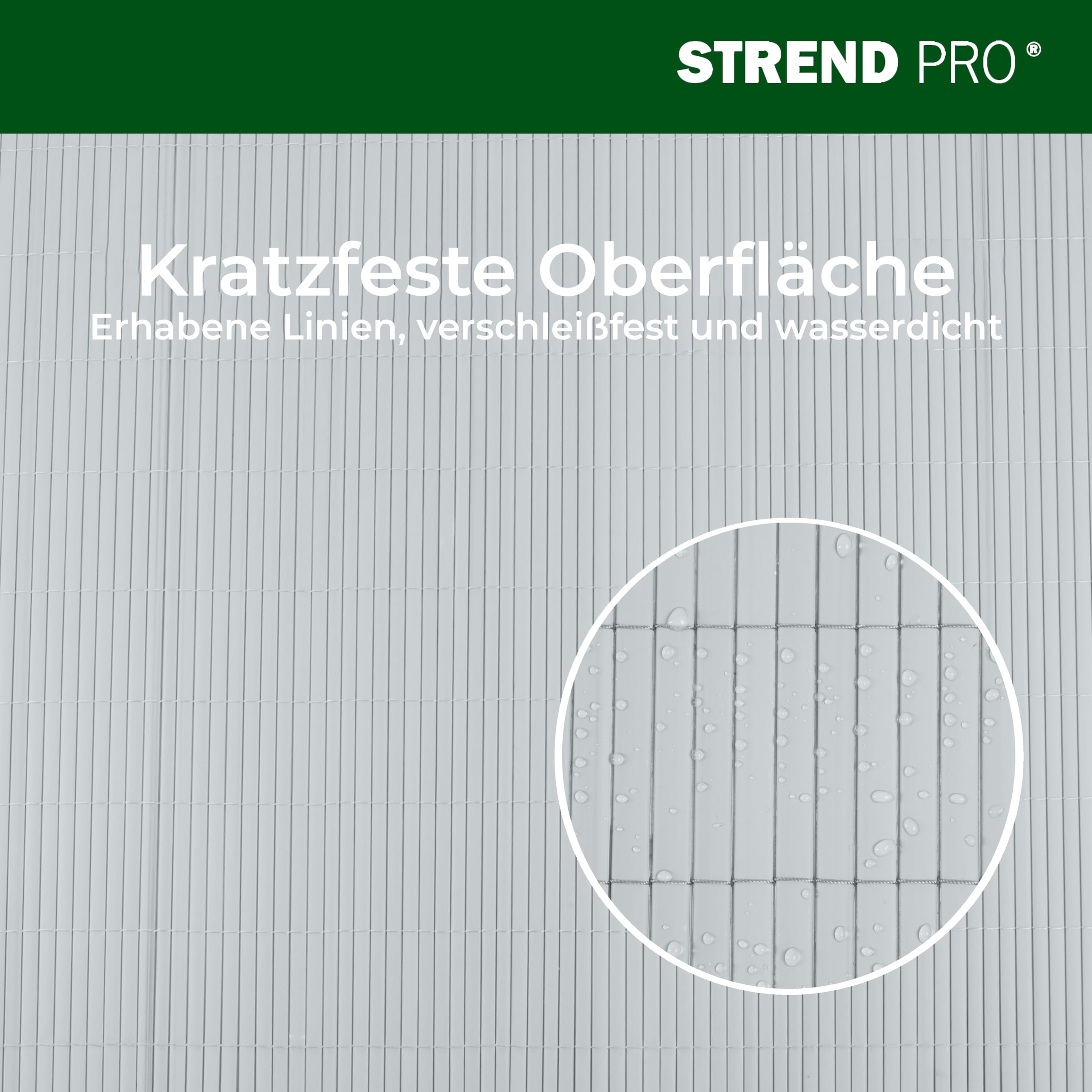 STREND PRO PVC Sichtschutzmatte für Garten, Terrasse | Hellgrau | 2m Hoch, 3m Länge | Wetterfester Sichtschutzzaun für Privatsphäre und Windschutz | Gartensichtschutz ohne Bohren, Gartenzaun