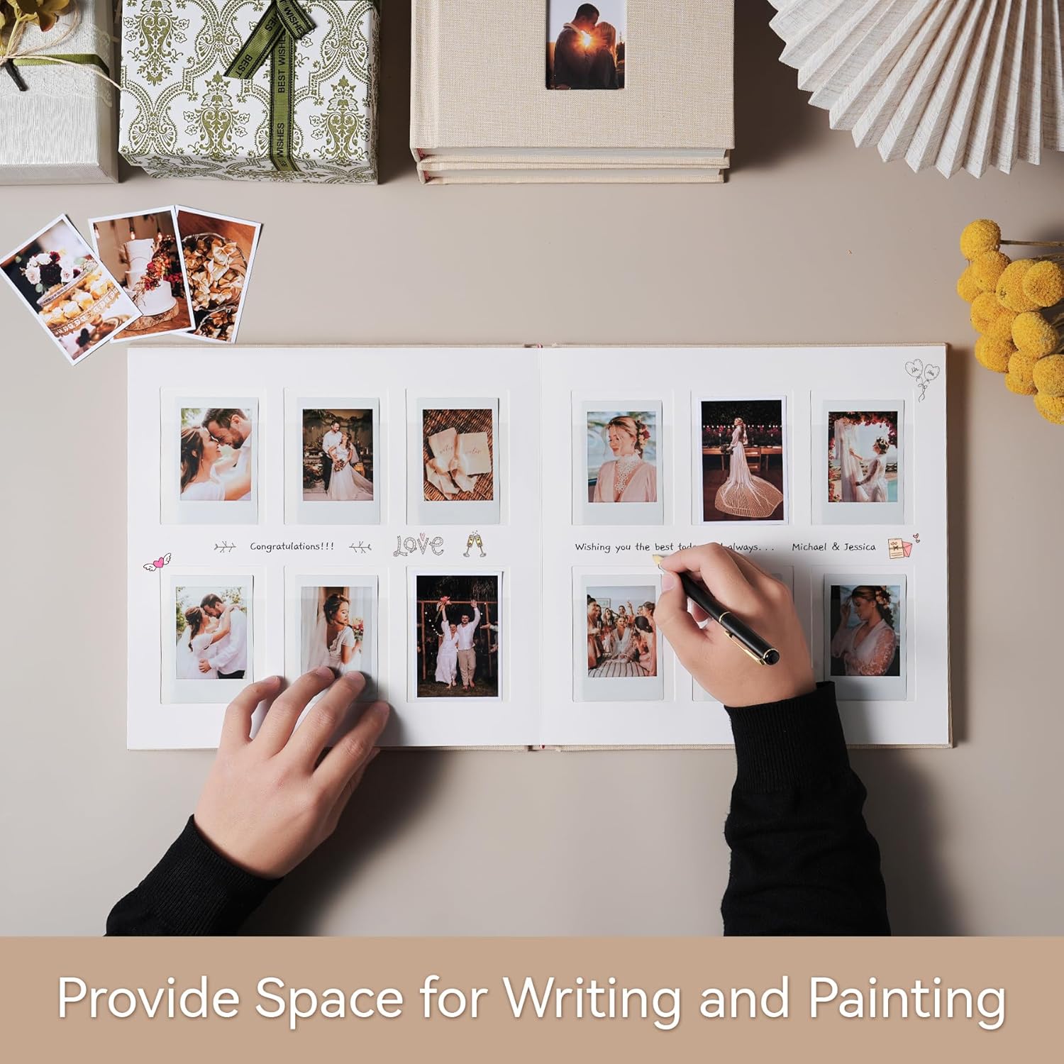 168 Pockets Instax Mini Photo Album For 2x3 Pictures, Linen Hardcover Polaroid Photo Album With Writing Space, Polaroid Album Book For Fujifilm Instax Mini Instant Camera (Beige)