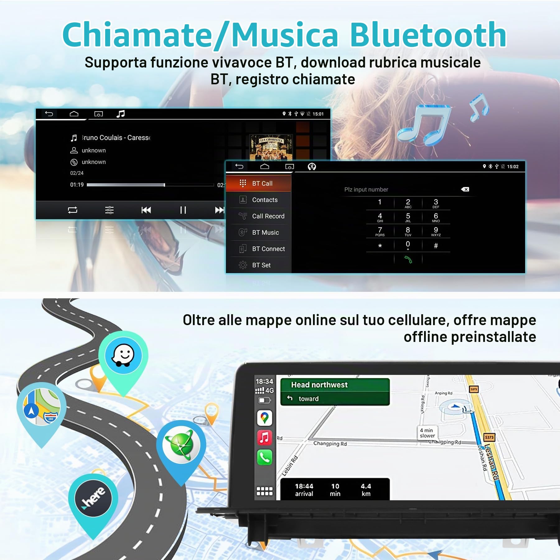 Autoradio Android 14 da 10,25 pollici per BMW X1 F48 (2016-2017) con sistema NBT - CarPlay/Android Auto wireless, iDrive integrato, 4 GB + 64 GB, schermo IPS HD, navigazione GPS, Mirror Link