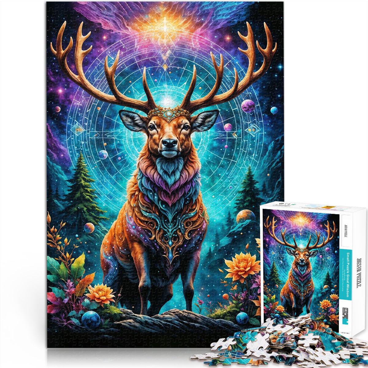 Jigsaws 2000 Pieces for teenagers Crowned Deer of Universe Staycation: Zeit totschlagen Gutes Geschenk70x100cm — image 1