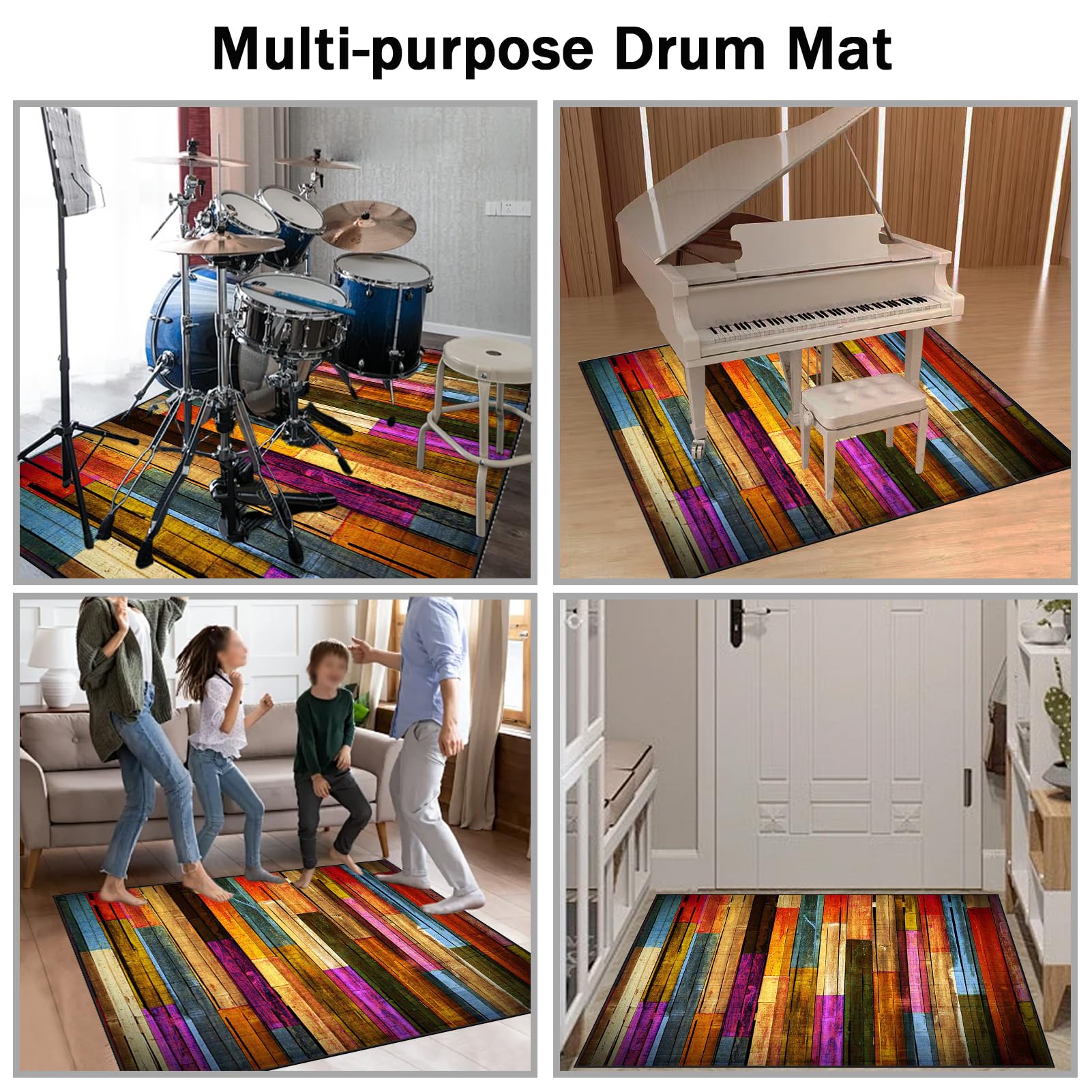 Tappetino Insonorizzato Batteria Drum Tappetino per Batteria e Percussioni Tappeto a Tamburo Tappeto per Batteria Elettrica Tappeto per Batteria Acustica Tappeto Antiscivolo Batteria 230 x 200 cm