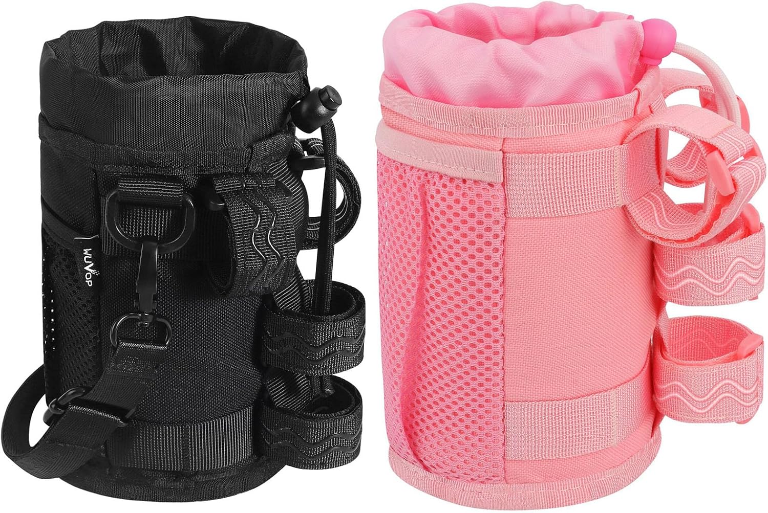 WUVOP Bike Cup Holder, Water Bottle Holder Handlebar for Bike with Mesh Pockets, Universal Cycling Bicycle Water Bottle Drink Cup Cage for Cruiser, Scooter, Mountain Bike, Road Bike, Wheelchair