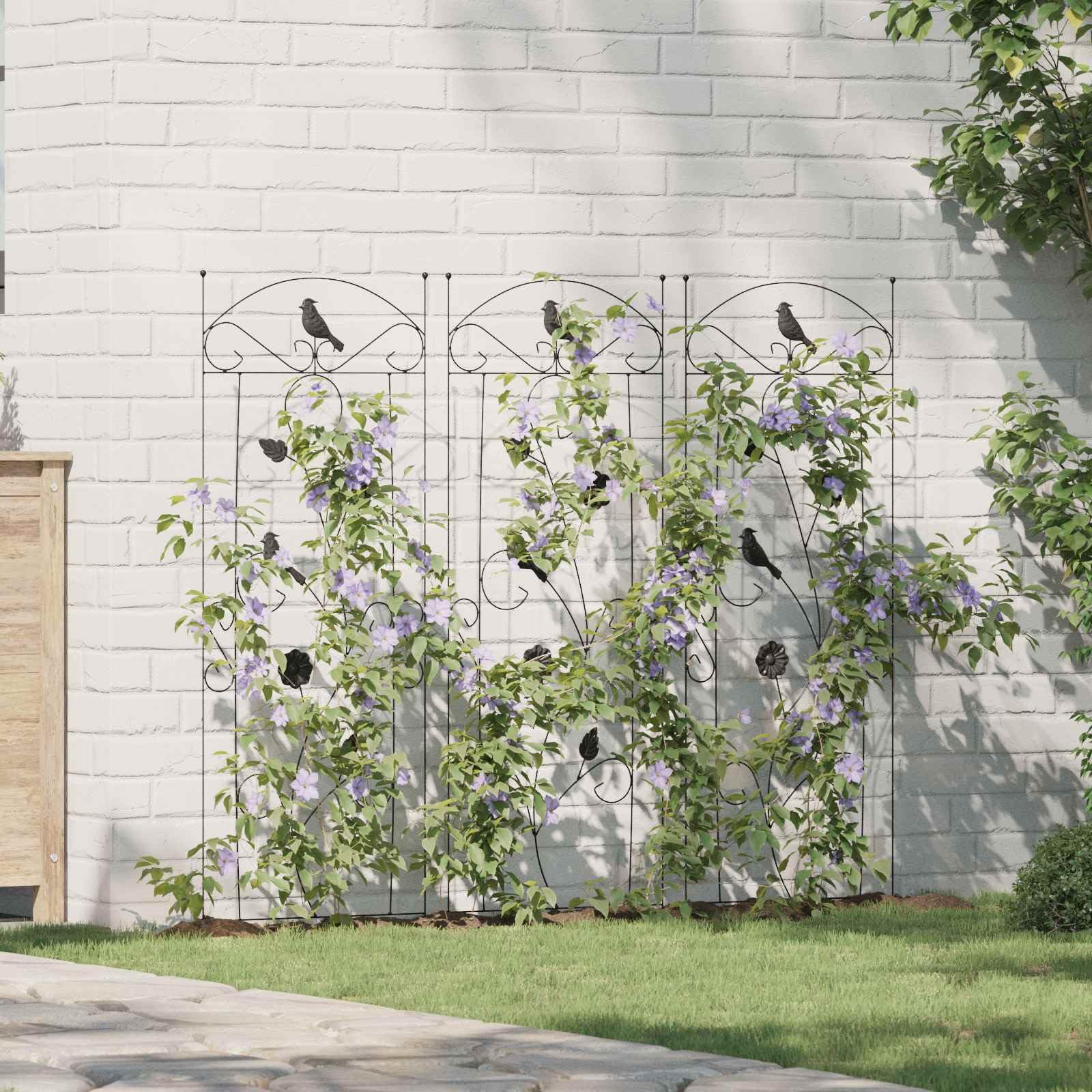 vidaXL Ogrodzenie Ogrodowe 3 szt. Czarny 110 x 40 cm Stal