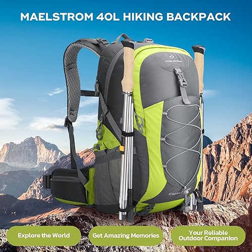 Vista 33 de Maelstrom Mochila de senderismo, mochila de camping, mochila de senderismo impermeable de 50 litros con cubierta para lluvia, mochila de viaje 50L