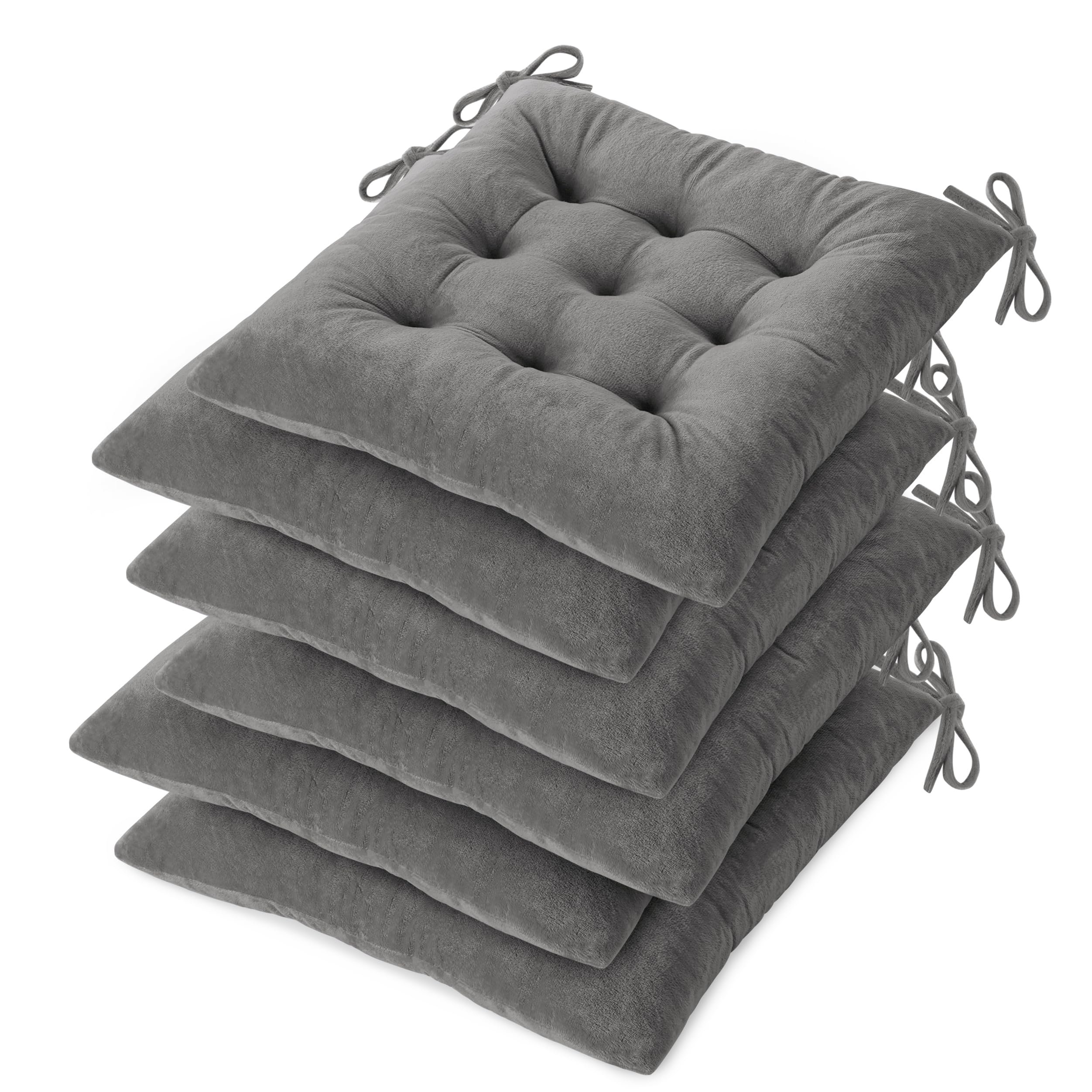 OVOV Kitchen Chair Cushions Set of 6 for Dining Room 15.5"x15.5" Grey