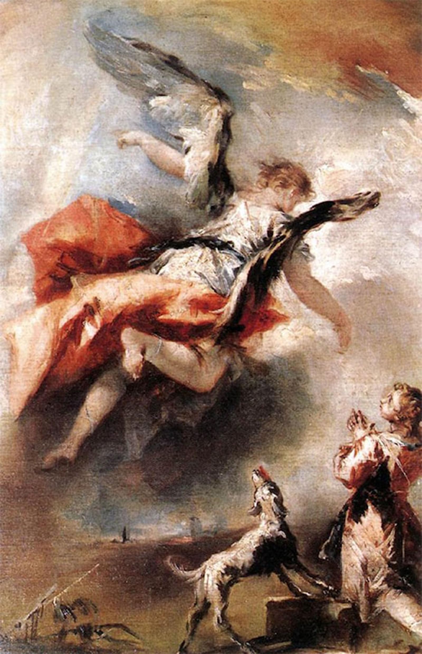SERENDIPITP Abstract Painting Mural Print Picture Wall Decor Painting The Angel Appears to Tobias Antonio Guardi Vintage Wall Artwork for Home Decor 60x90cm
