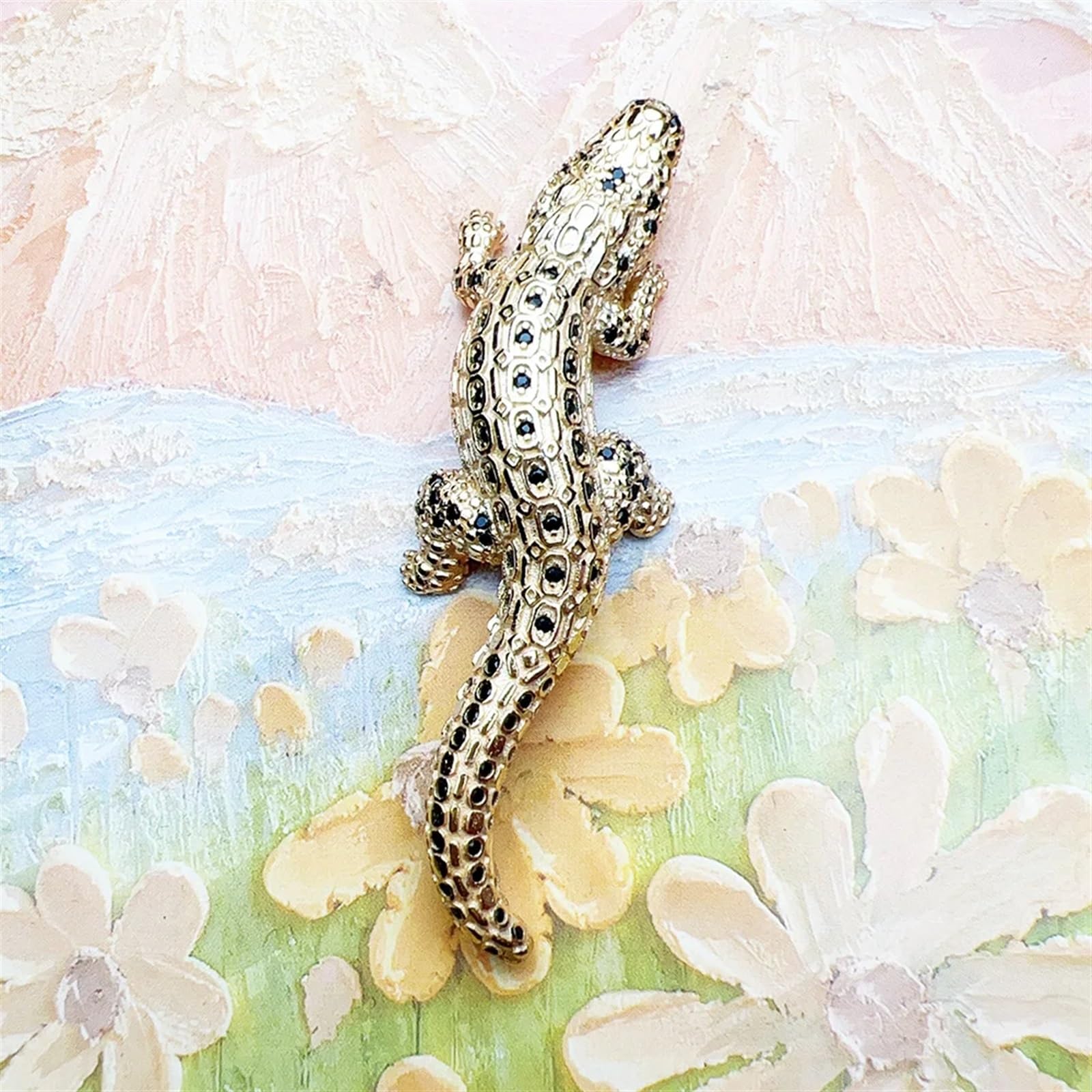 Pendentif Crocodile doré en argent Sterling 925, bijoux collier accessoire cadeau