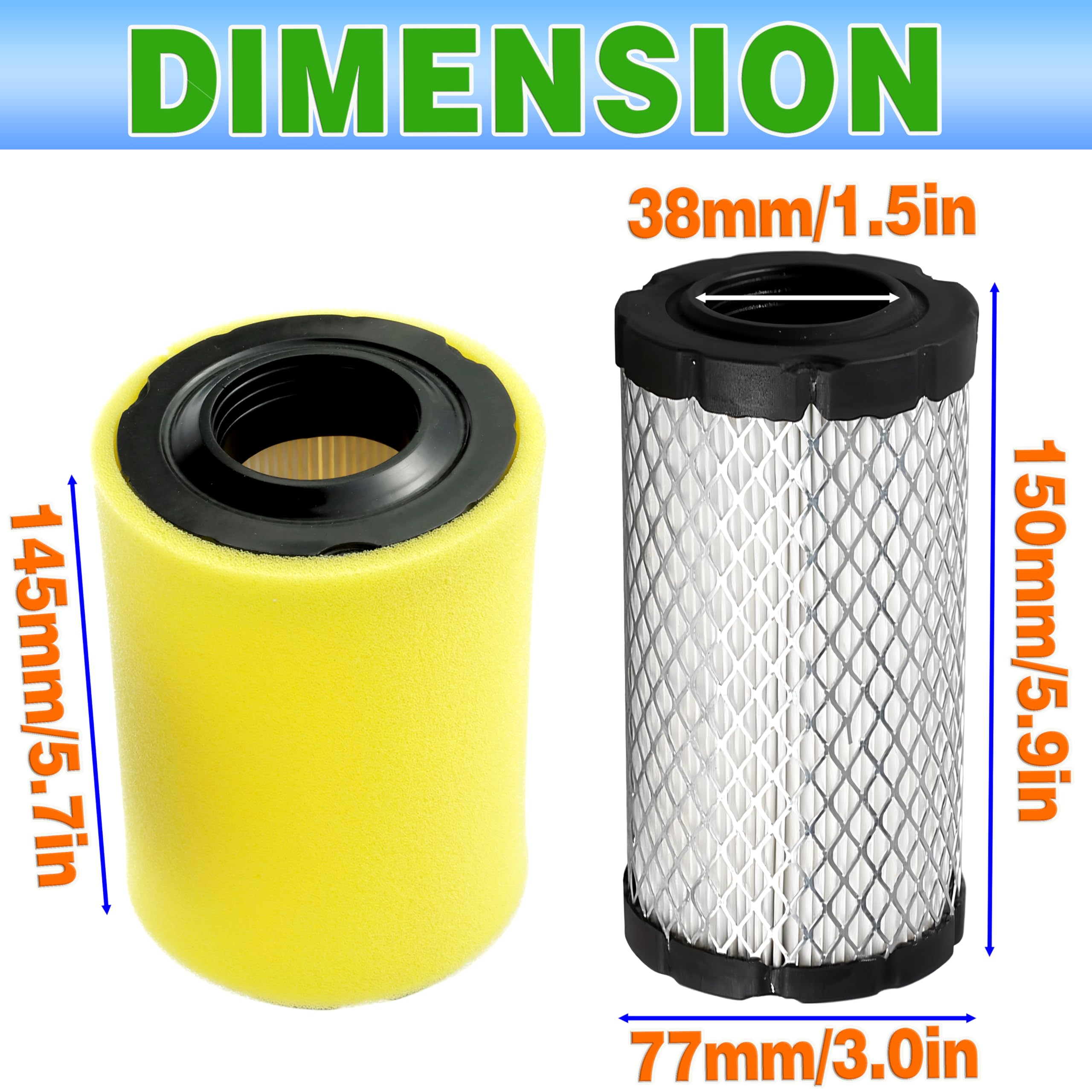 Kit di Messa a Punto del Filtro dell'Aria di Ricambio per Briggs Stratton 591334 594201 797704 696854 Compatibile per Husqvarna YTH22V46 YTH24V48 per John Deere D100 D110 D130