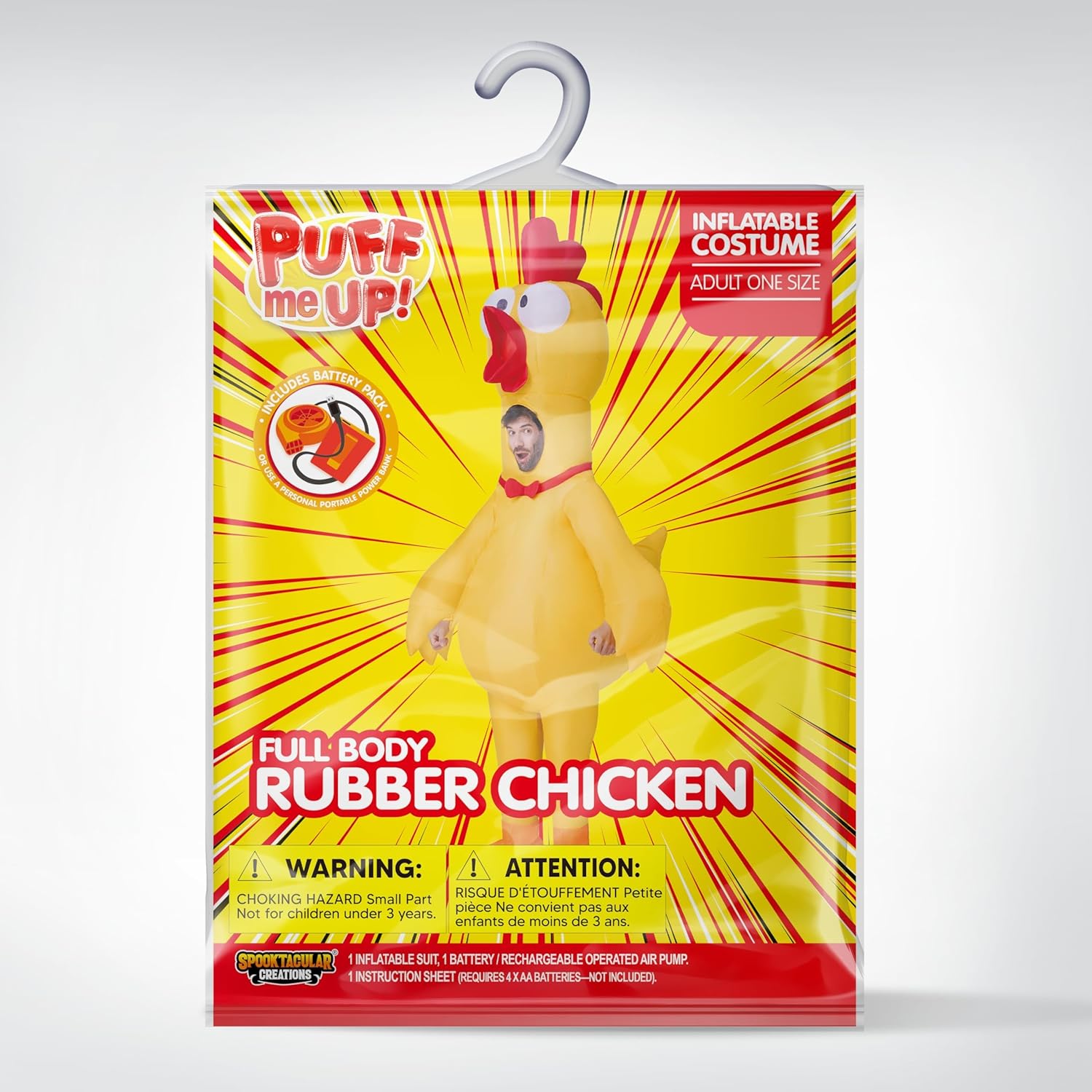 Spooktacular Creations Adults Halloween Inflatable Rubber Chicken Costume, Full Body Blow Up Suit for Cosplay Themed Parties - Image 6