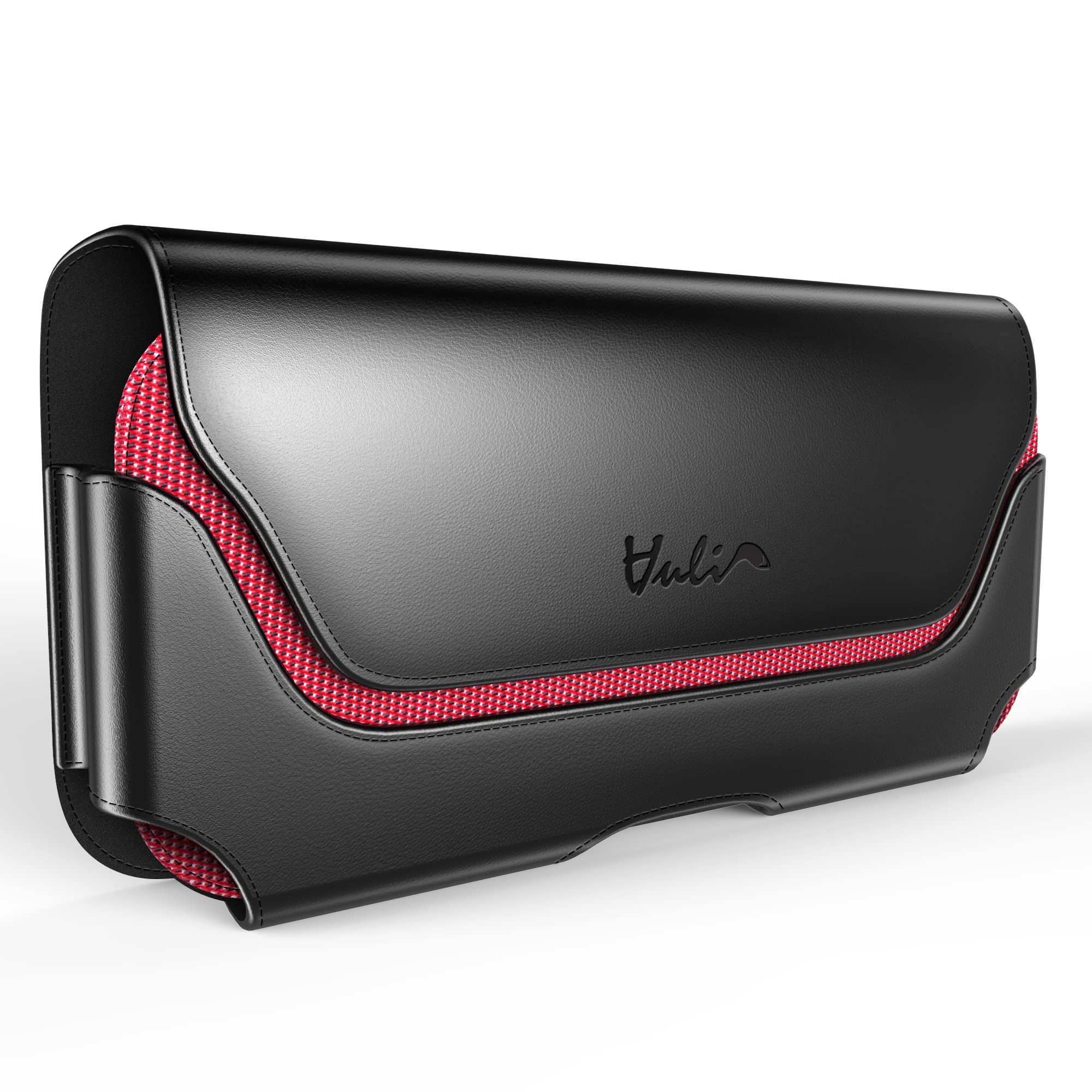 Huli Cell Phone Holster Designed for iPhone 14 Plus, 14 Pro Max, 13 Pro Max, 12 Pro Max, 11 Pro Max, Premium Leather Cell Phone Pouch with Belt Clip with Loop and Magnetic Closure (Fits Thin Case On)