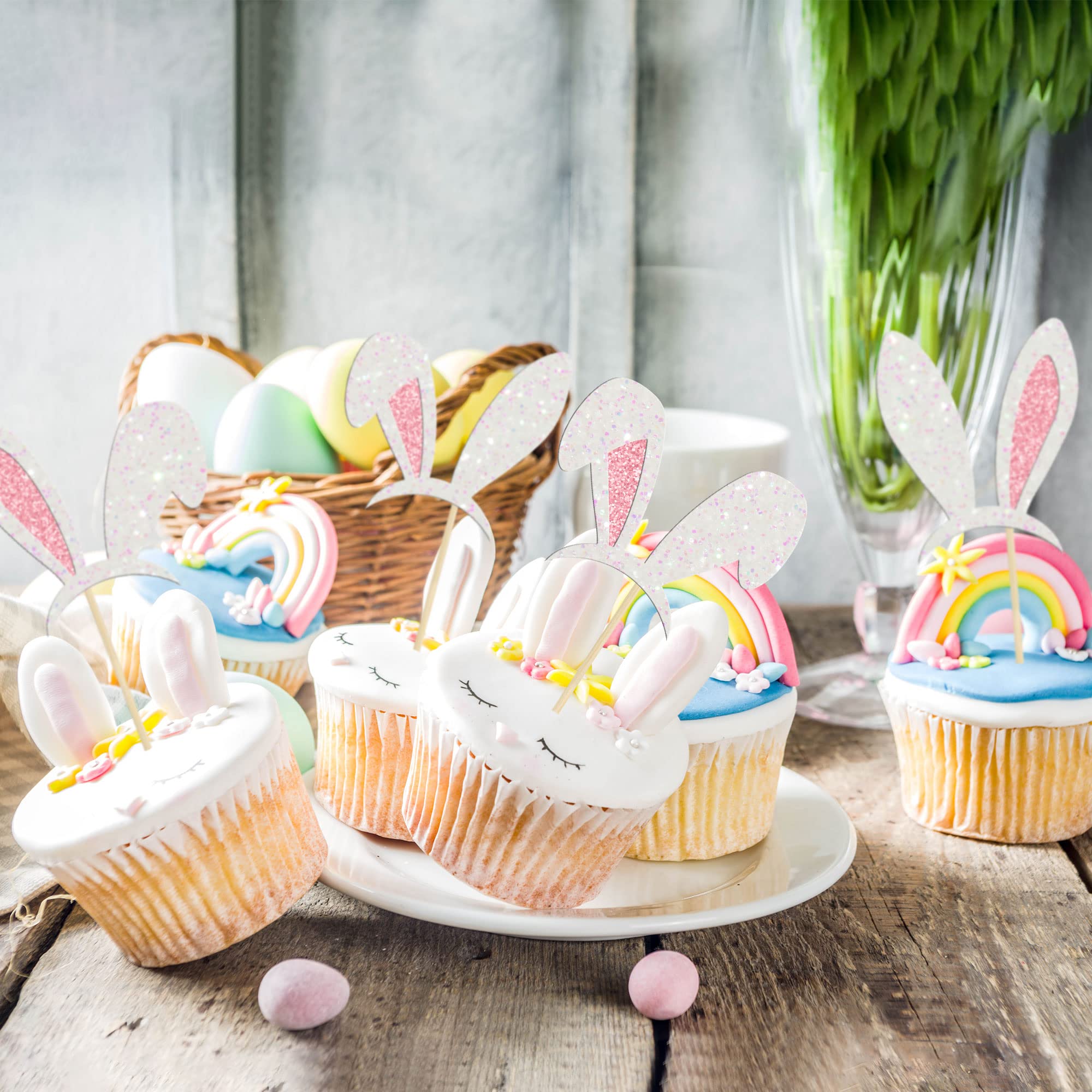 Décorations Gâteau Anniversaire Enfants - Lapins & Carottes (12 Pièces) | Réutilisable, Non Comestible, Pour Cupcakes Et Desserts