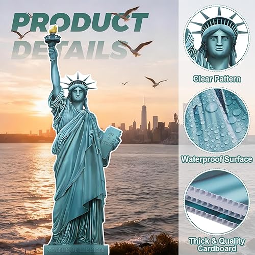 Miniatura 4 de Estatua de la Libertad de 6 pies de cartón, recortada, de pie, de tamaño real, patriótica de la ciudad de Nueva York, accesorio para cabina de fotos