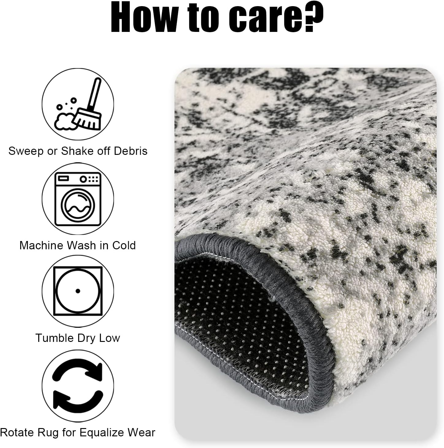 Morebes 2x3 Black Entryway Rugs, Washable Vintage Bathroom Rug Non Slip Indoor Door Mat, Medallion Stain-Resistant Soft Low Pile Throw Carpet for Entrance Kitchen Bedroom