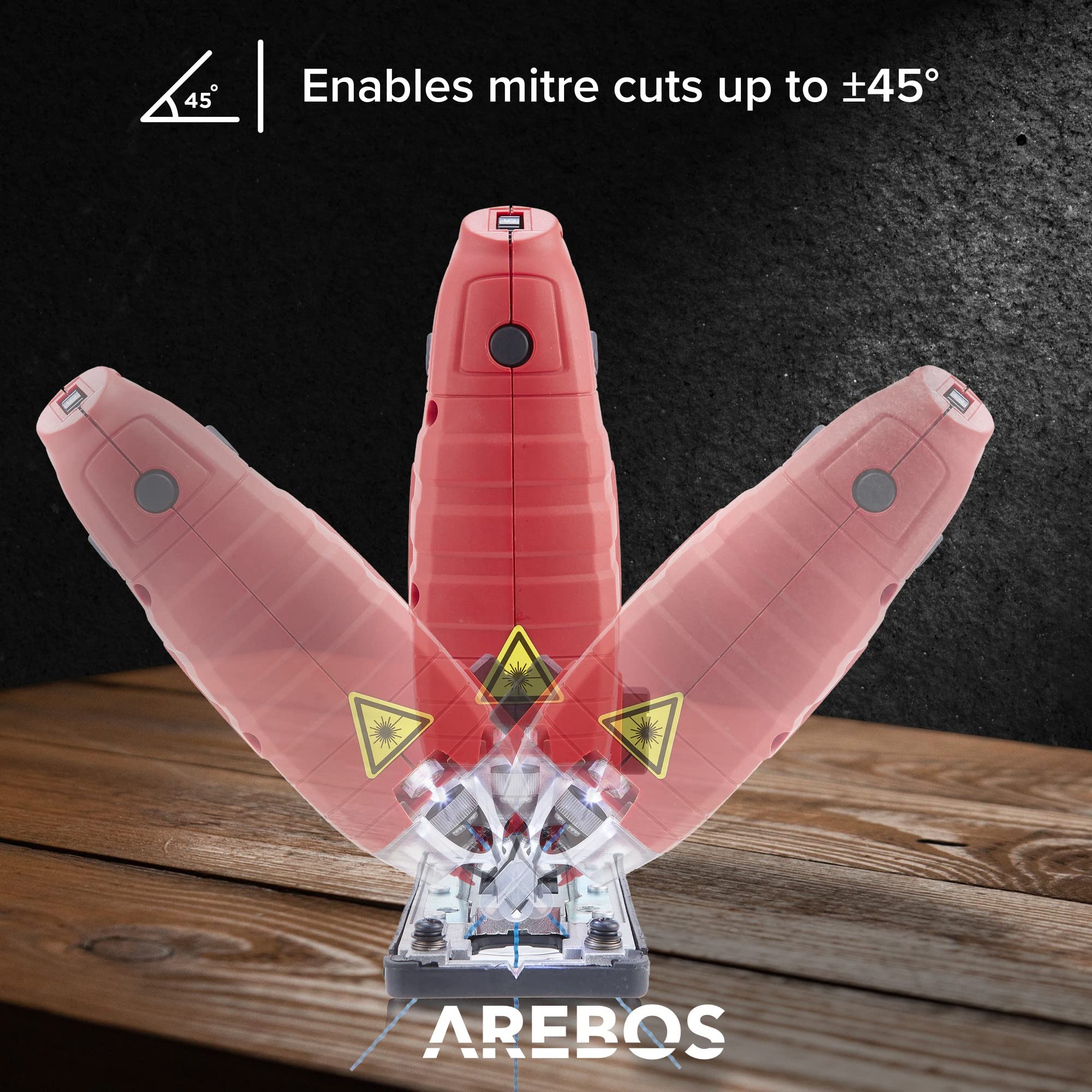 Arebos Sierra de calar profesional | 710 W | mango ergonómico | inclinable 45° | cambio rápido de hoja de sierra | conexión para extracción de polvo