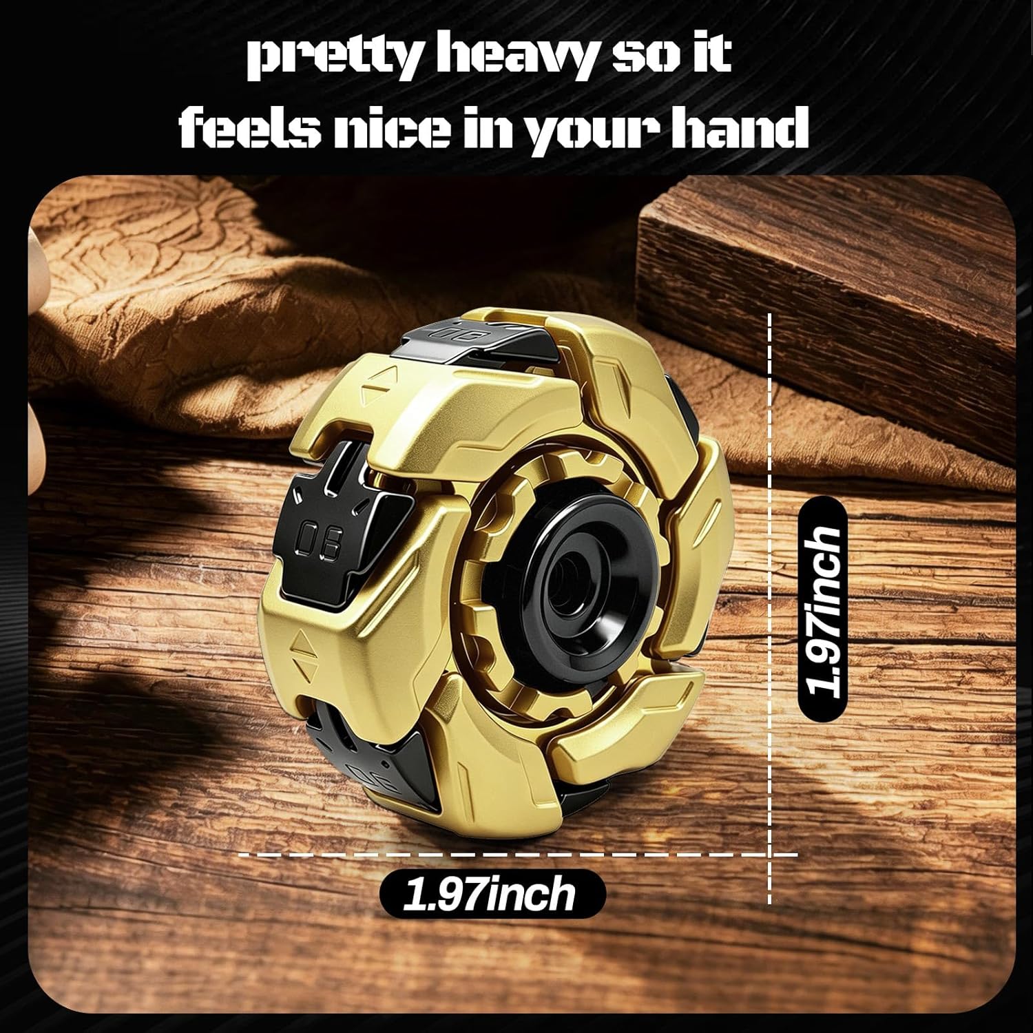 EDC Fidget Sliders Adults Metal Fidget Toys Adults for ADHD & Anxiety Autism Stress Relief Cool Clicker Toys-Black+Gold