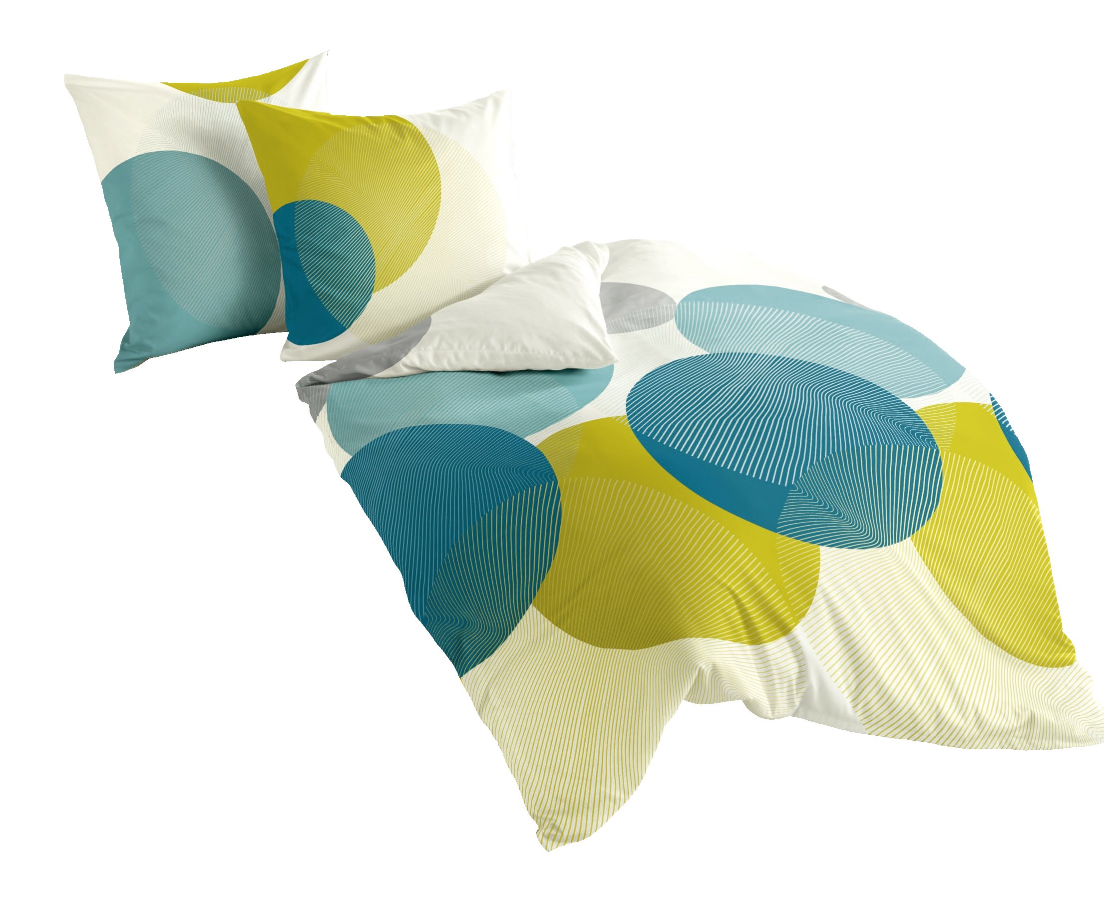 Bierbaum Bettwäsche 6155, Mako-Satin, Designed in Germany, petrol 20, 200x200 + 2x80x80 cm, fürs Doppelbett