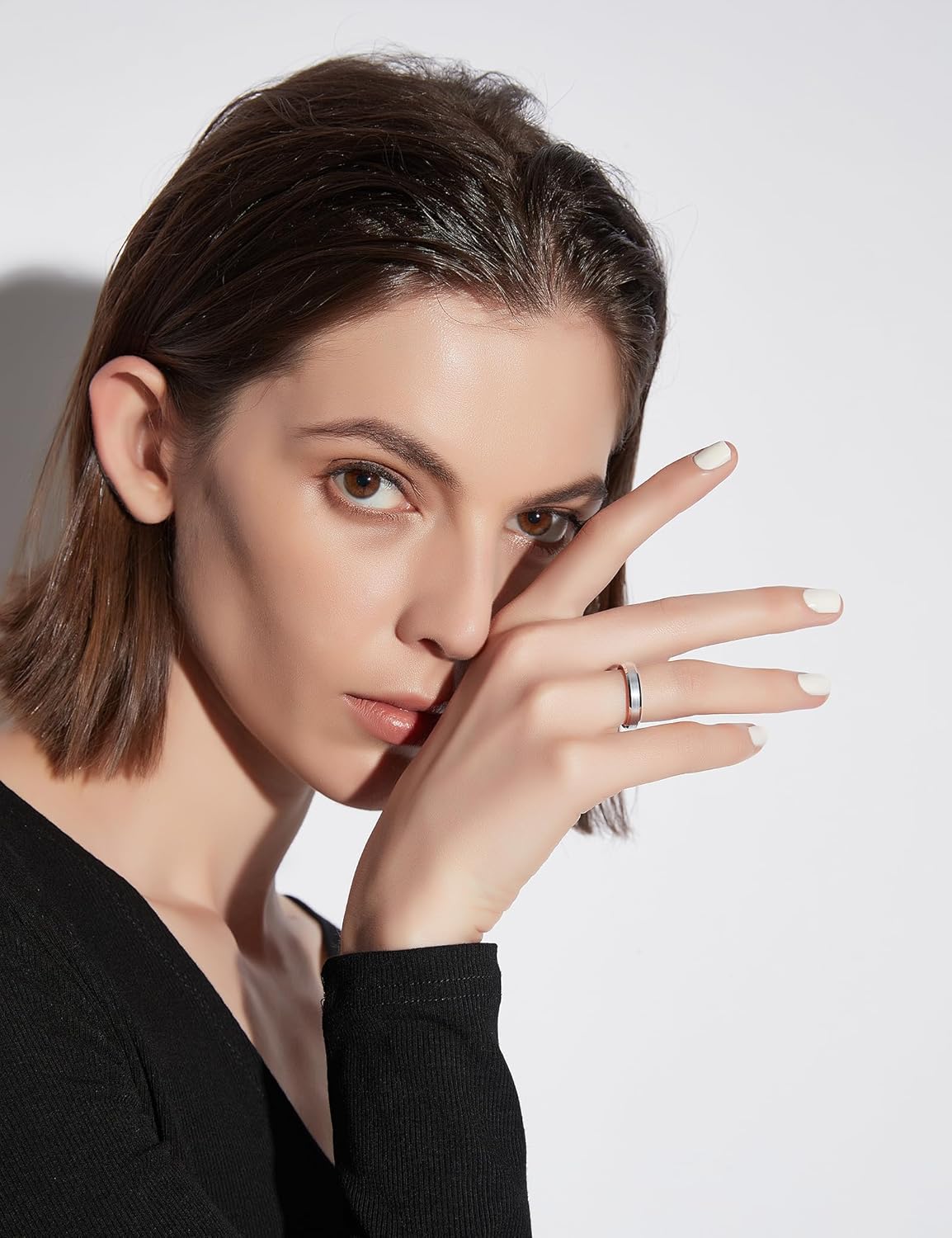 Greenpod 4mm 6mm Tungsten Carbide Ring for Men Women Beveled Edge Brushed Silver/Black/24K Gold Plated Wedding Band Comfort Fit Size 4-13 - Image 5