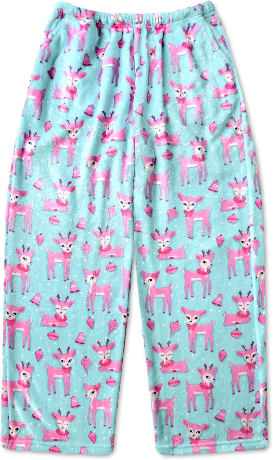 iscream Big Girls Silky Soft Plush Fun Print Fleece Pants - Whimsical Holiday Collection
