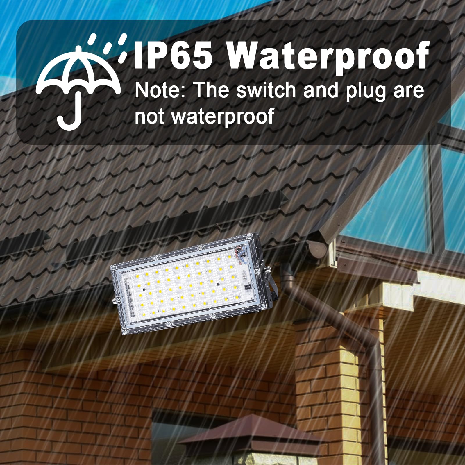 CREATESTAR Projecteur LED Exterieur 50W, 2 Pièce 5000LM Spot Led Extérieur, 6500K Blanc Chaud Projecteur LED, IP65 étanche Eclairage Exterieur pour Portes, Couloir, Garage, Cour et Jardin